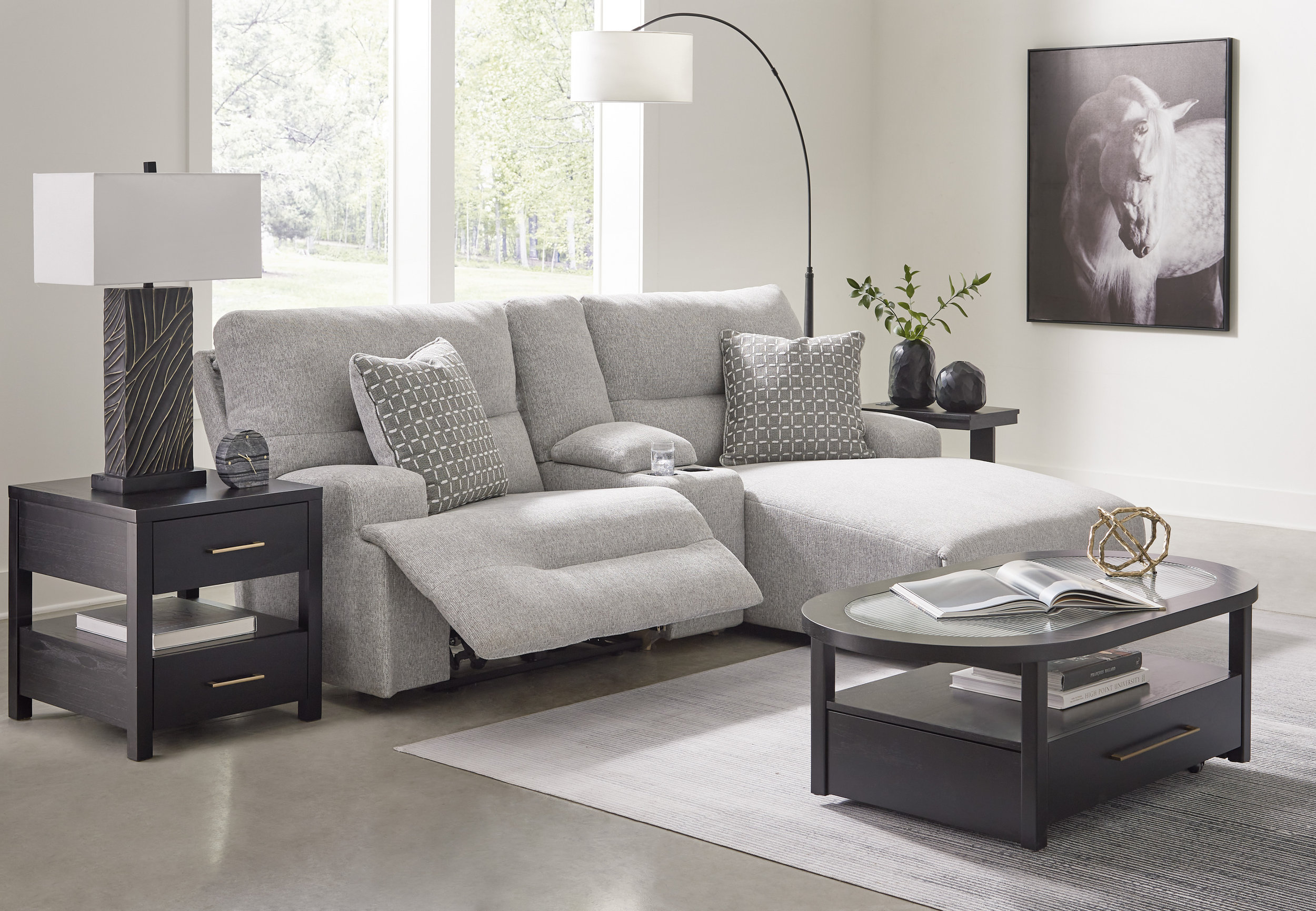 Acklen Place Pewter Modular Power Reclining Sectional 