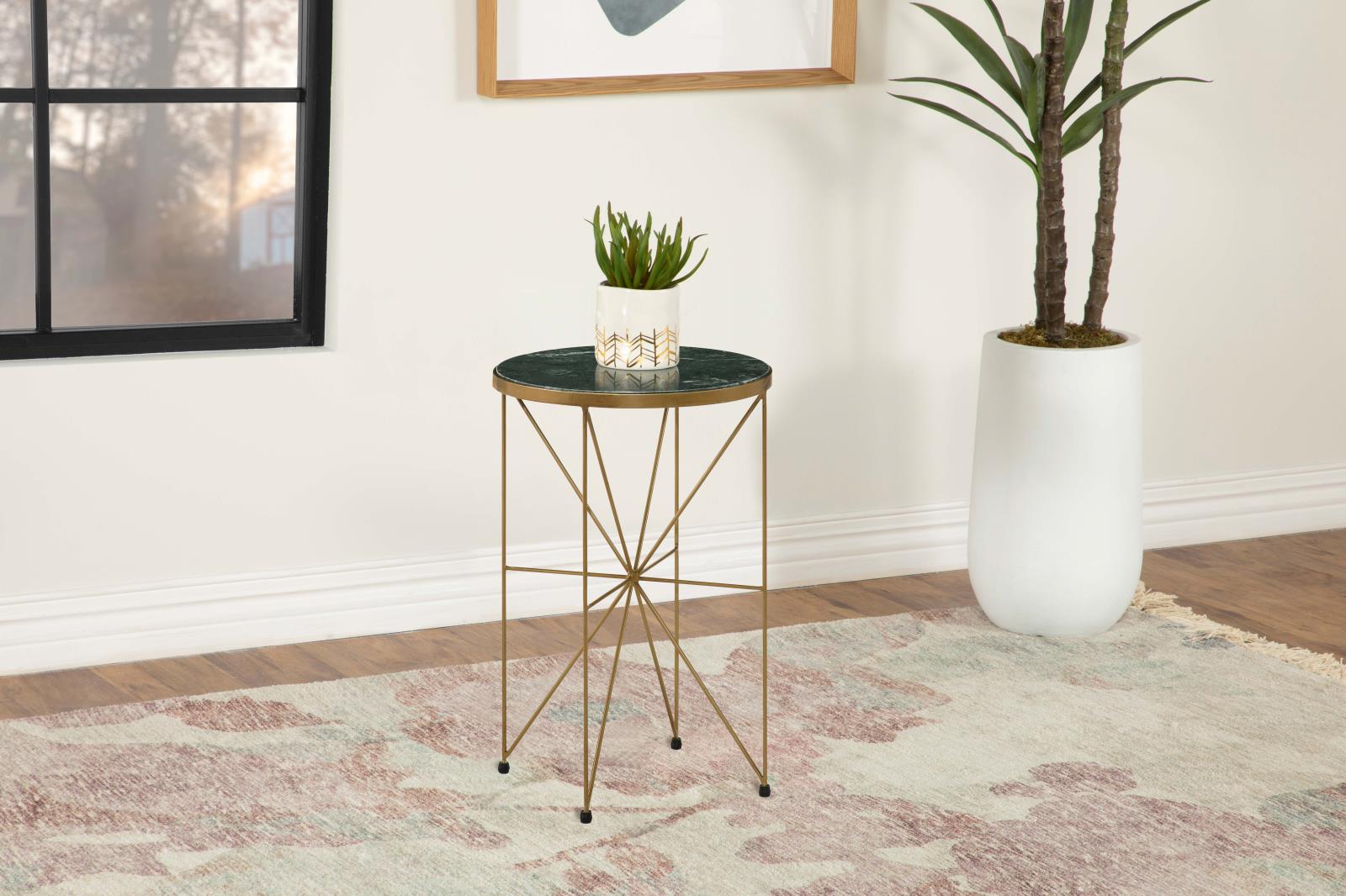 Eliska Round Accent Table with Marble Top