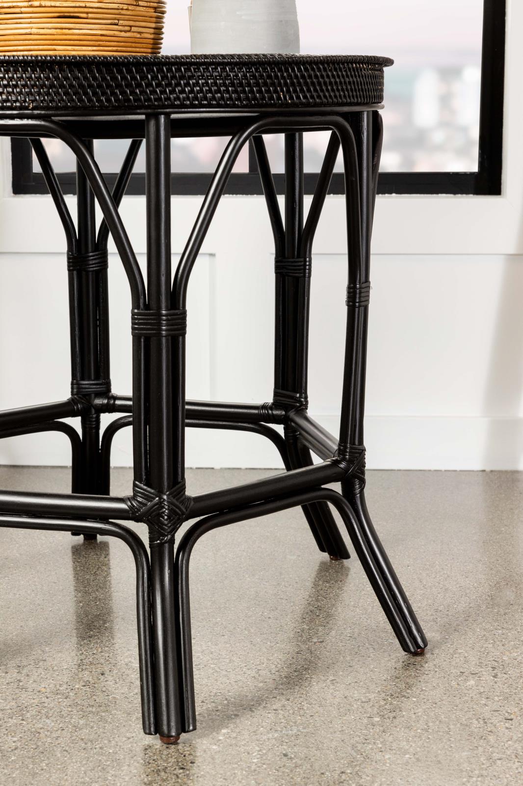 Antonio Round Rattan Tray Top Accent Table