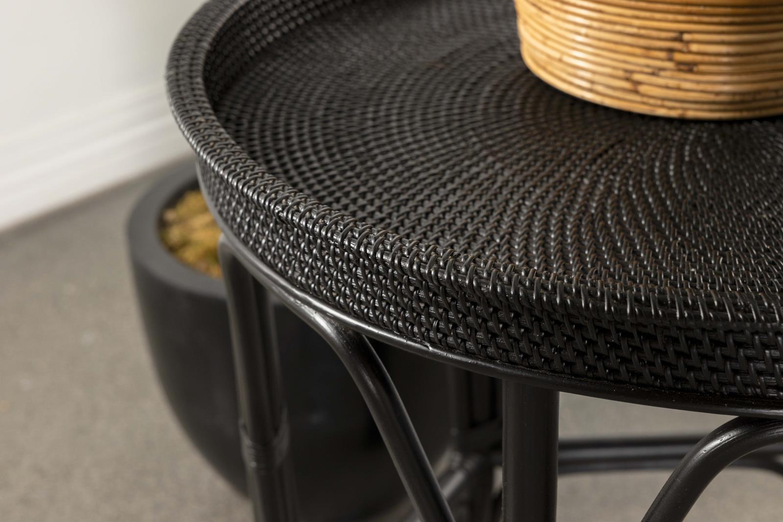 Antonio Round Rattan Tray Top Accent Table
