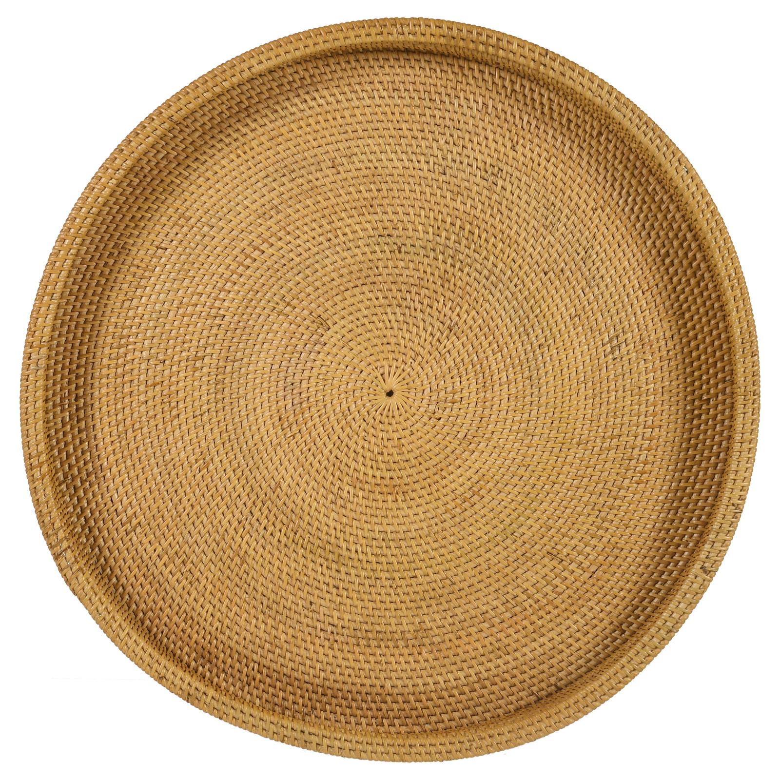 Antonio Round Rattan Tray Top Accent Table