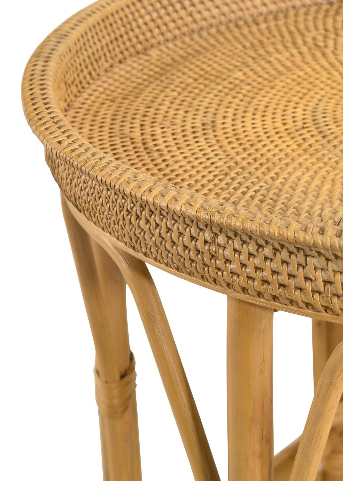 Antonio Round Rattan Tray Top Accent Table