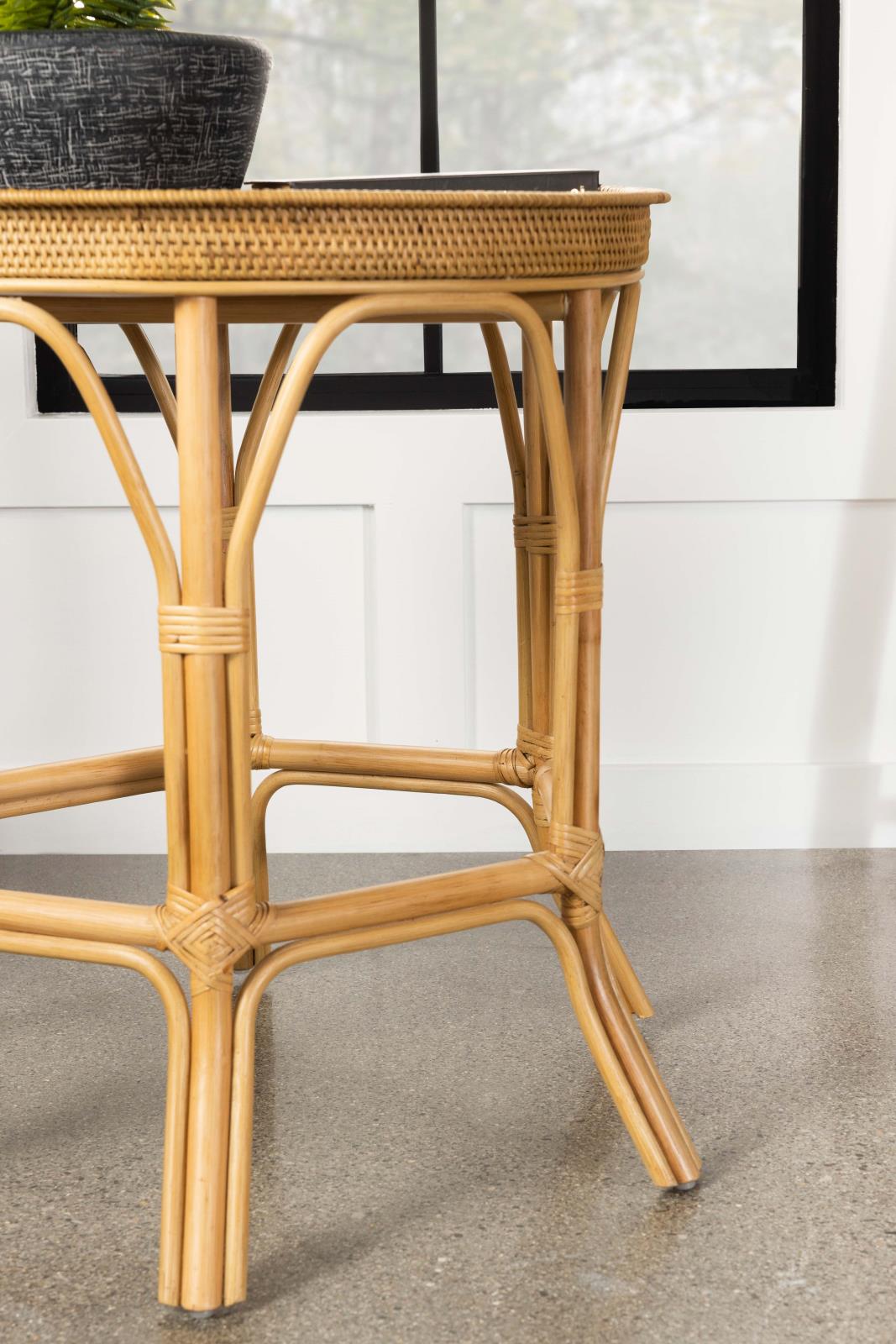 Antonio Round Rattan Tray Top Accent Table