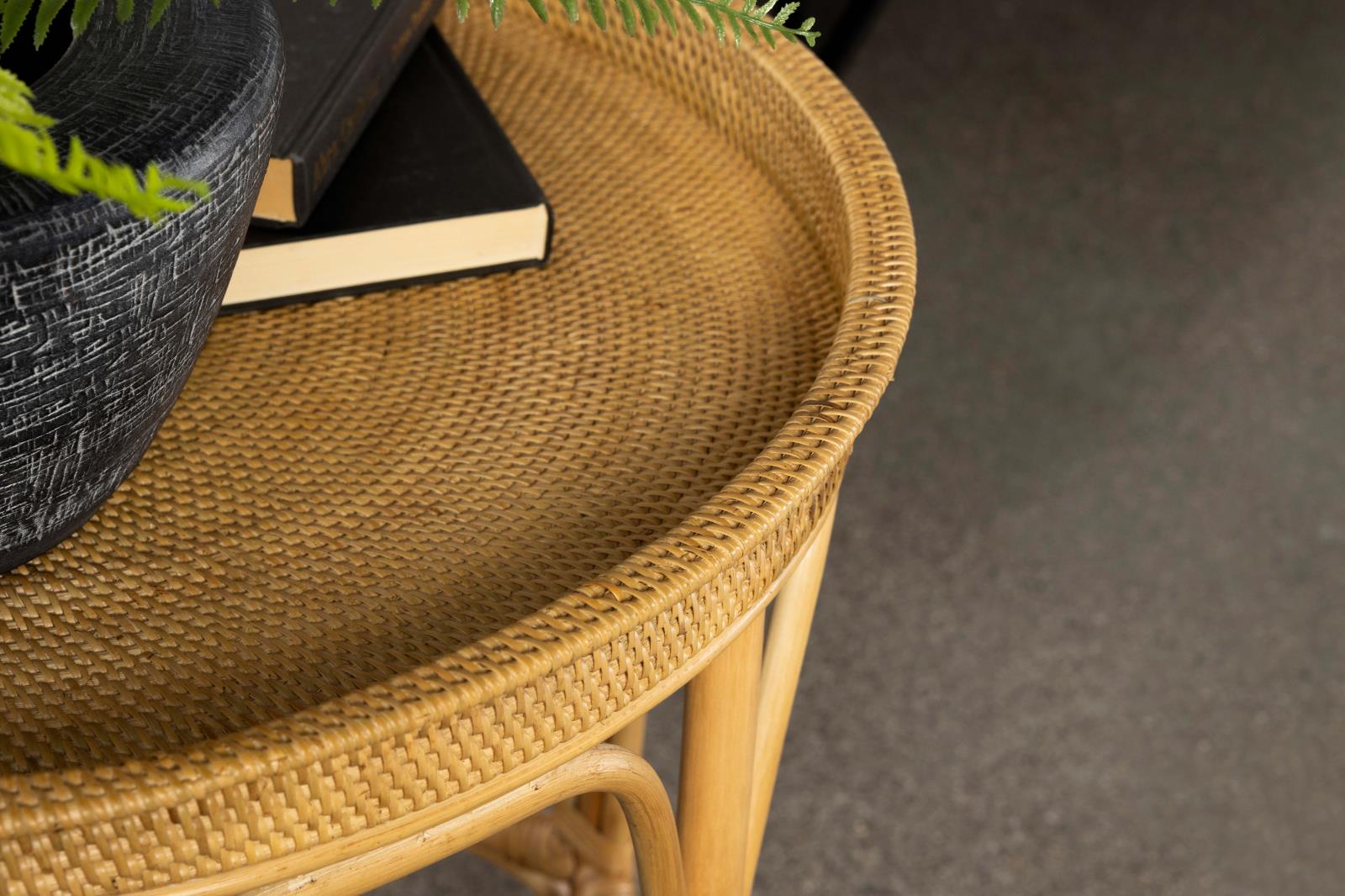 Antonio Round Rattan Tray Top Accent Table