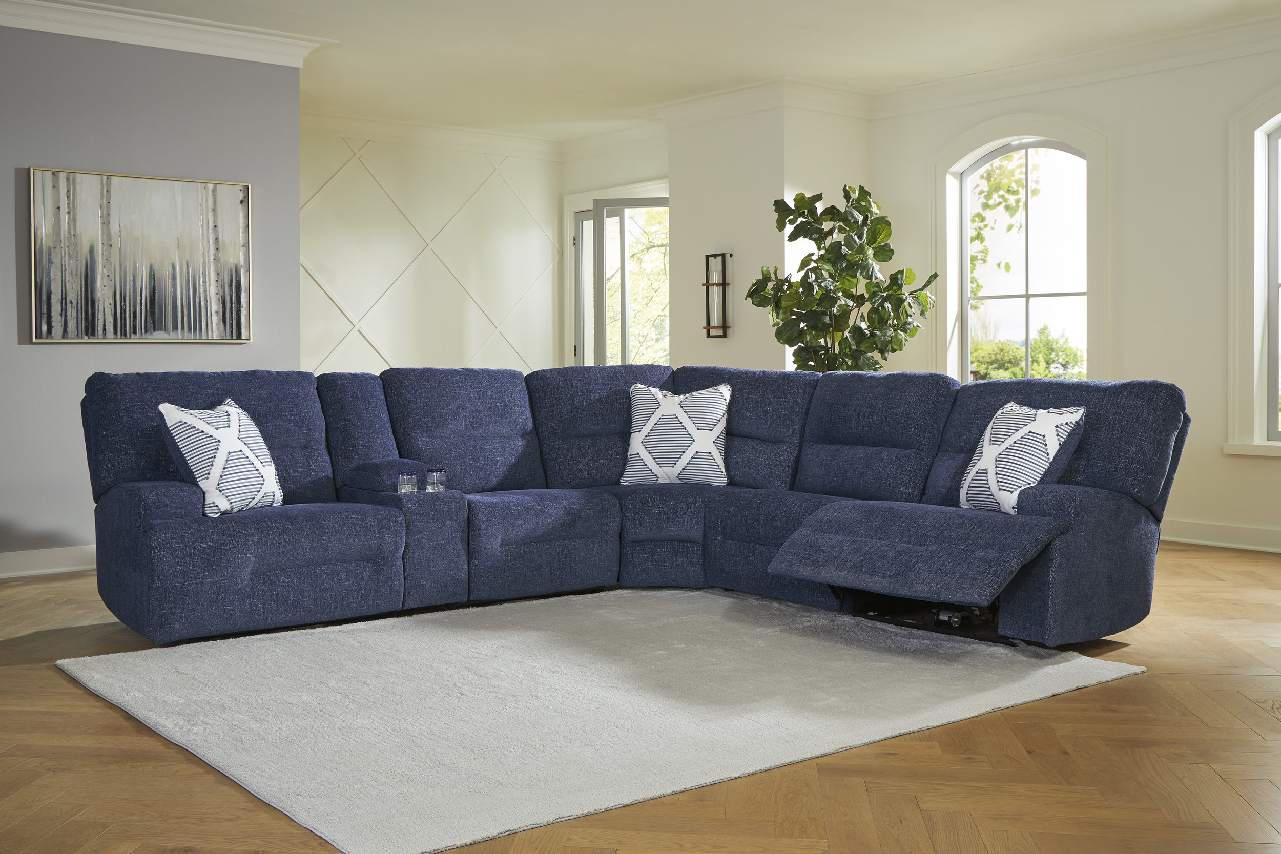 Acklen Place 6-Piece L-Shaped Polyester Power Reclining Sectional w/Console