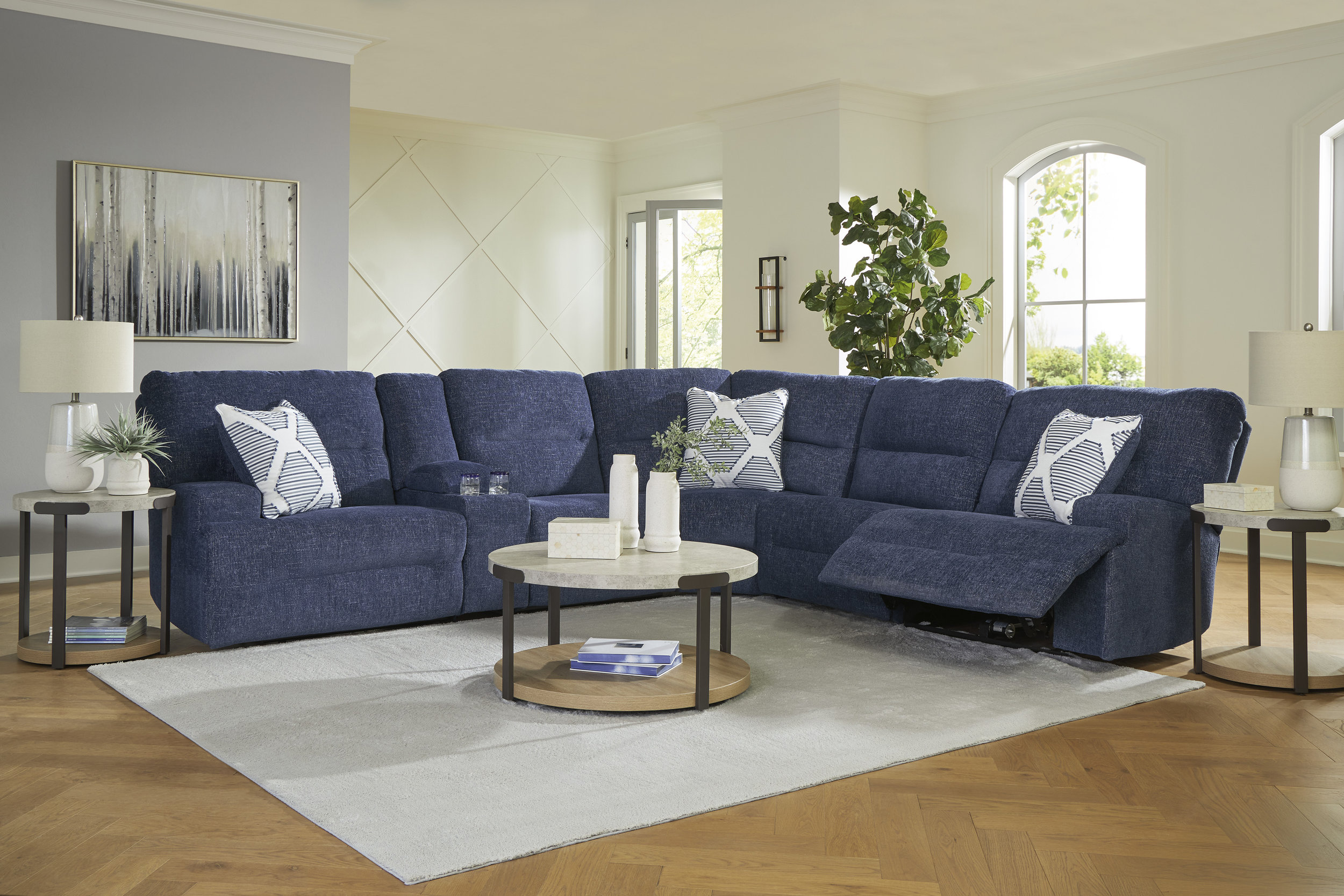 Acklen Place 6-Piece L-Shaped Polyester Power Reclining Sectional w/Console