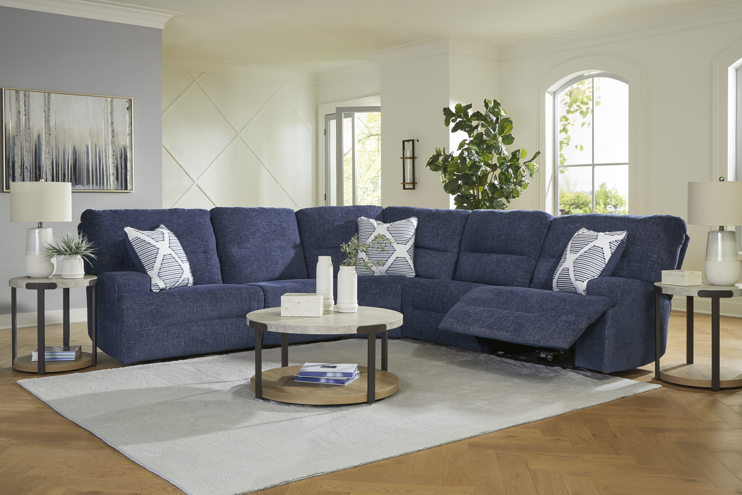 Acklen Place 5-Piece L-Shaped Polyester Power Reclining Sectional