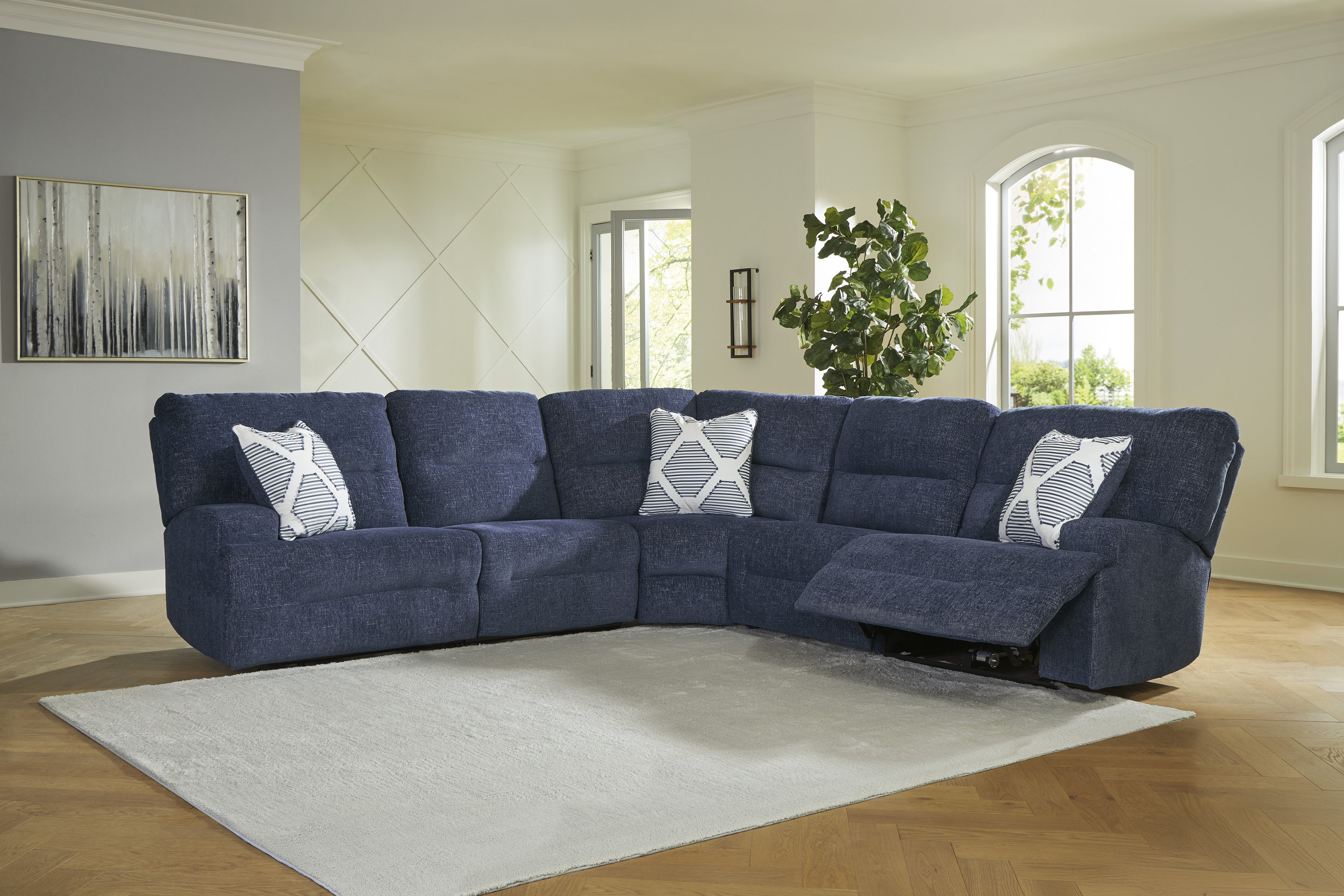 Acklen Place 5-Piece L-Shaped Polyester Power Reclining Sectional