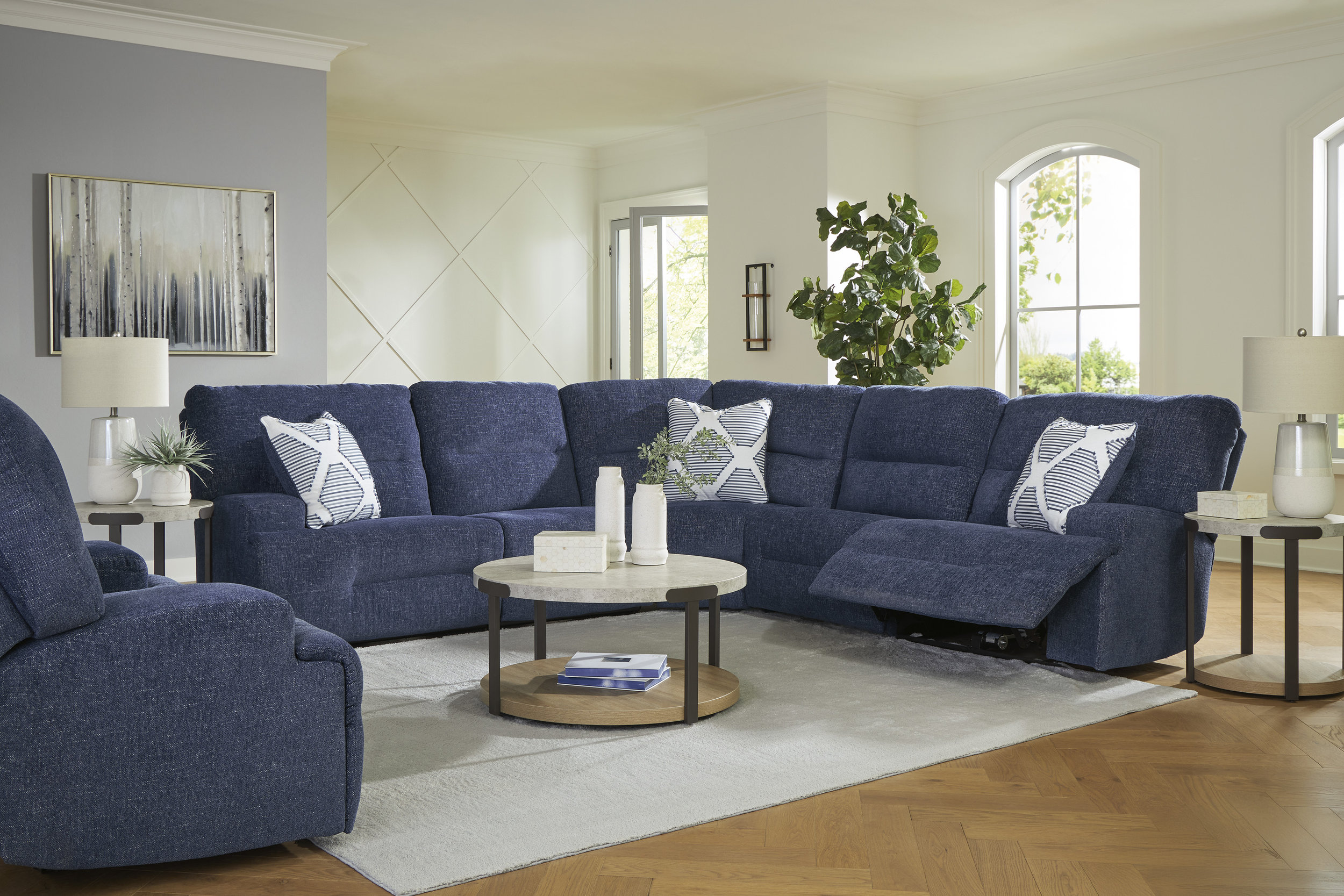 Acklen Place 5-Piece L-Shaped Polyester Power Reclining Sectional