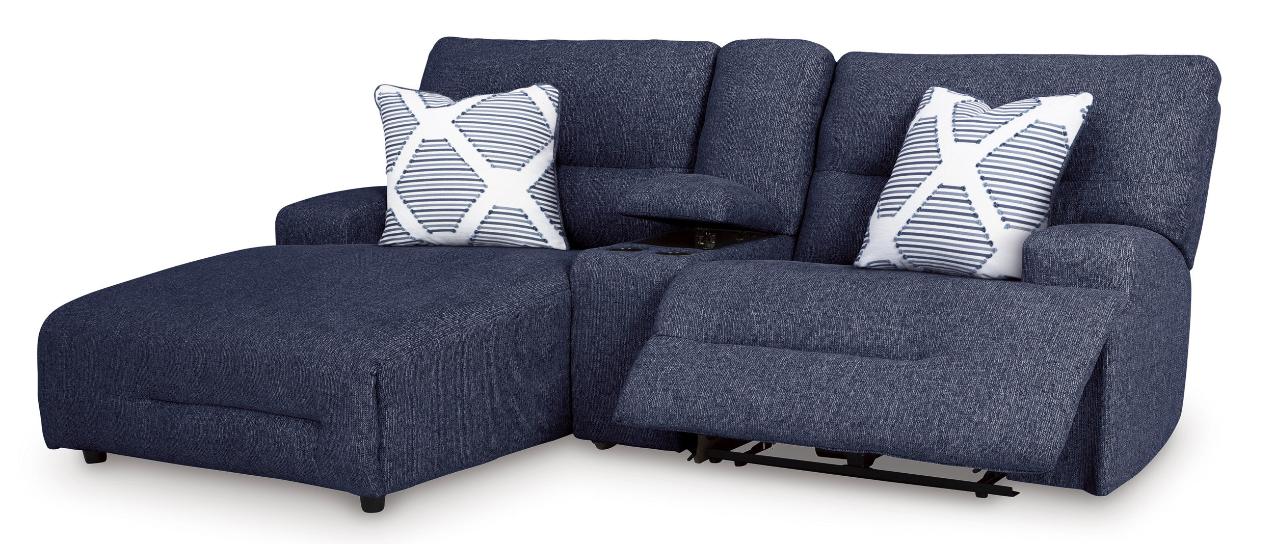 Acklen Place 3-Piece Polyester Power Reclining Sectional Sofa w/LAF Chaise & Console
