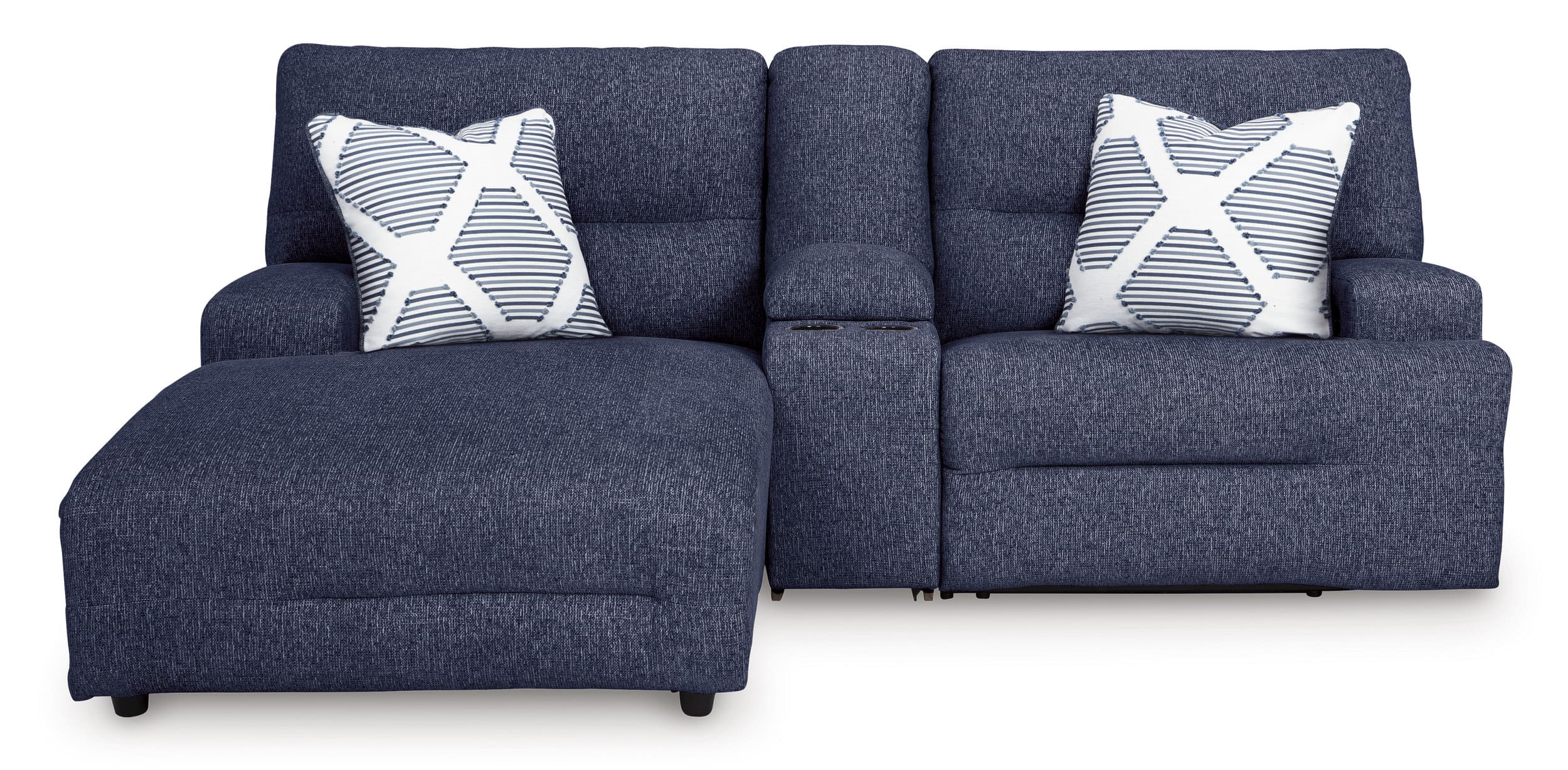 Acklen Place 3-Piece Polyester Power Reclining Sectional Sofa w/LAF Chaise & Console