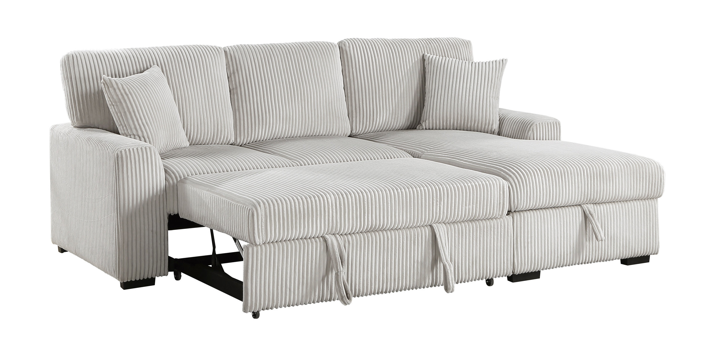 Marsh Corduroy 2‑Piece Sectional with Pull‑out Bed, Right Chaise and Hidden Storage