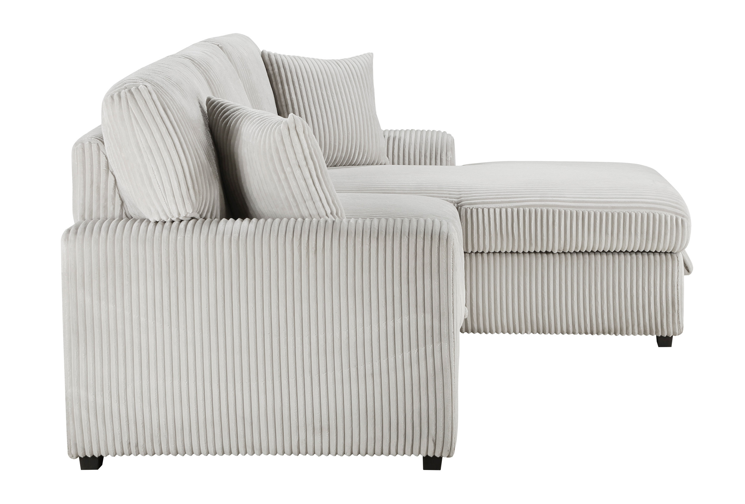 Marsh Corduroy 2‑Piece Sectional with Pull‑out Bed, Right Chaise and Hidden Storage