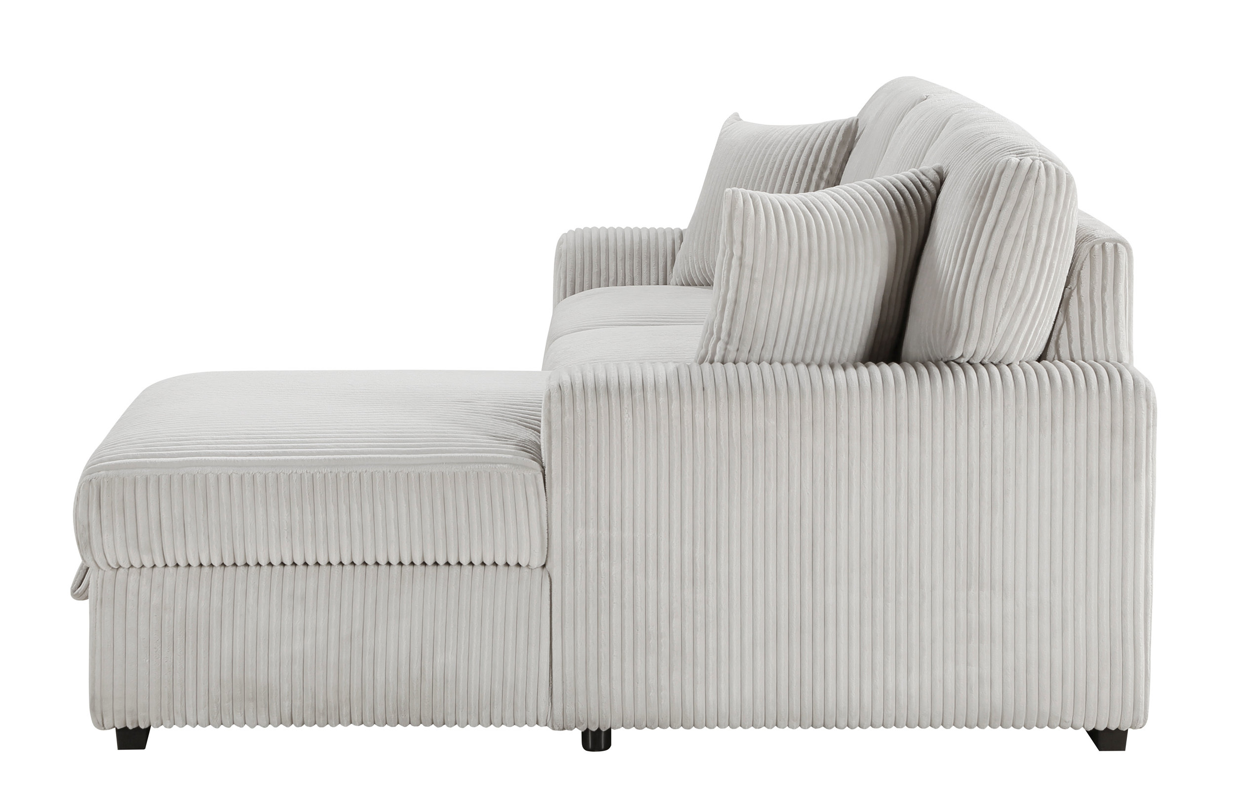 Marsh Corduroy 2‑Piece Sectional with Pull‑out Bed, Right Chaise and Hidden Storage