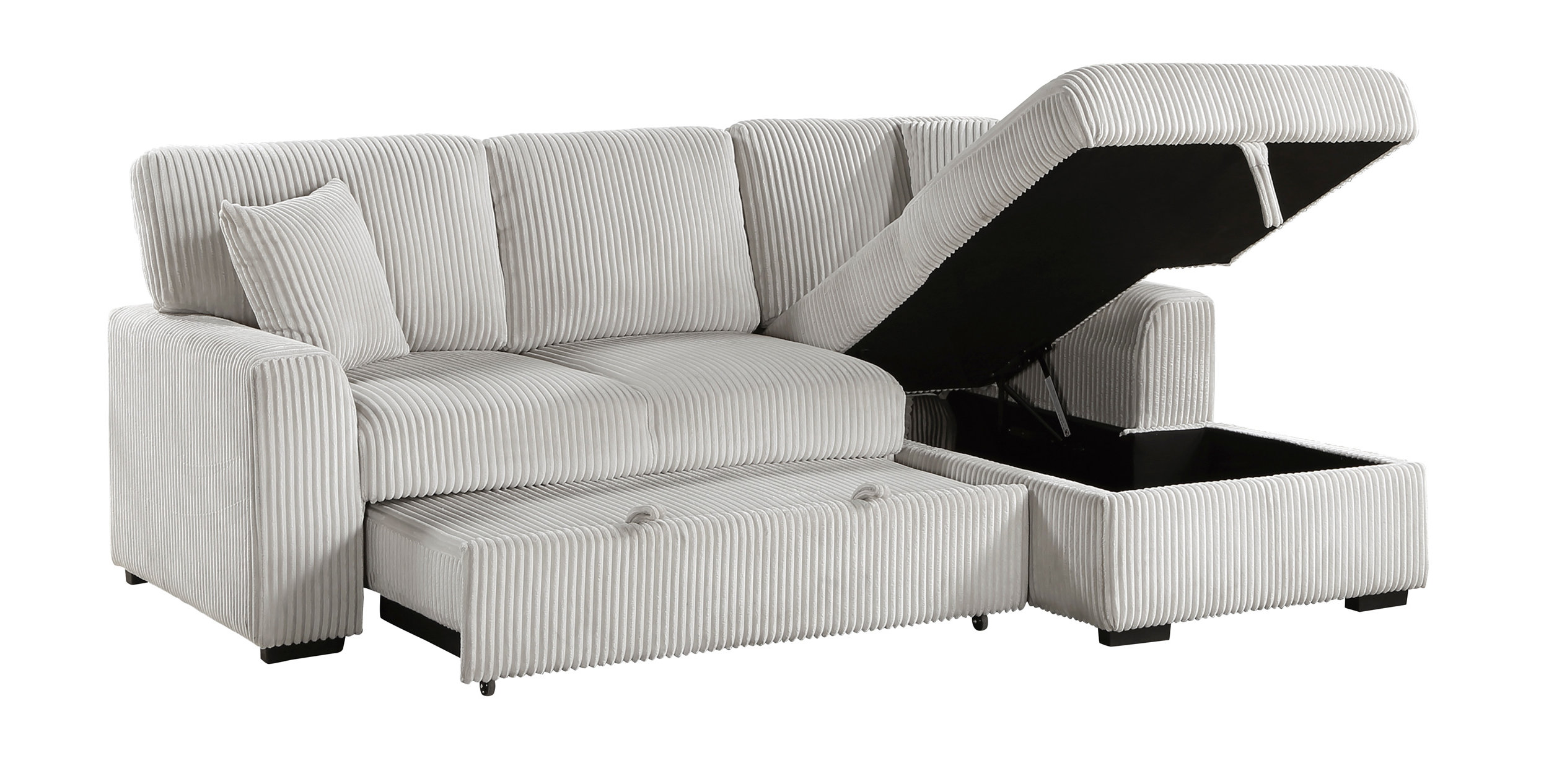Marsh Corduroy 2‑Piece Sectional with Pull‑out Bed, Right Chaise and Hidden Storage
