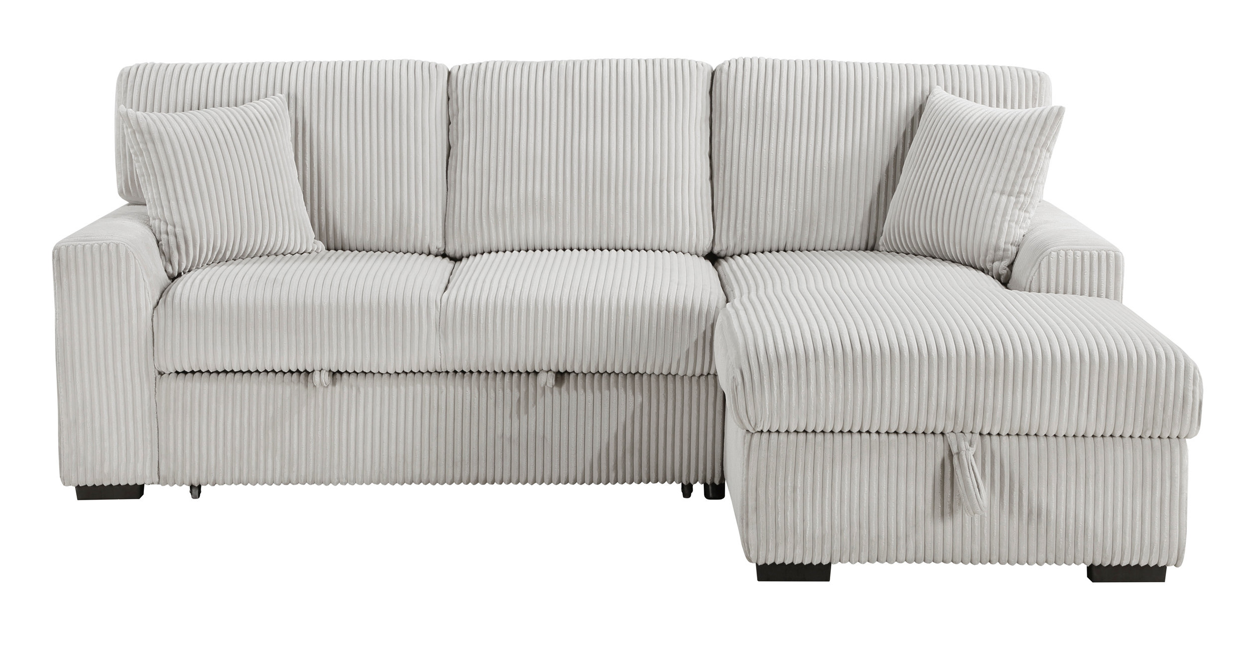 Marsh Corduroy 2‑Piece Sectional with Pull‑out Bed, Right Chaise and Hidden Storage