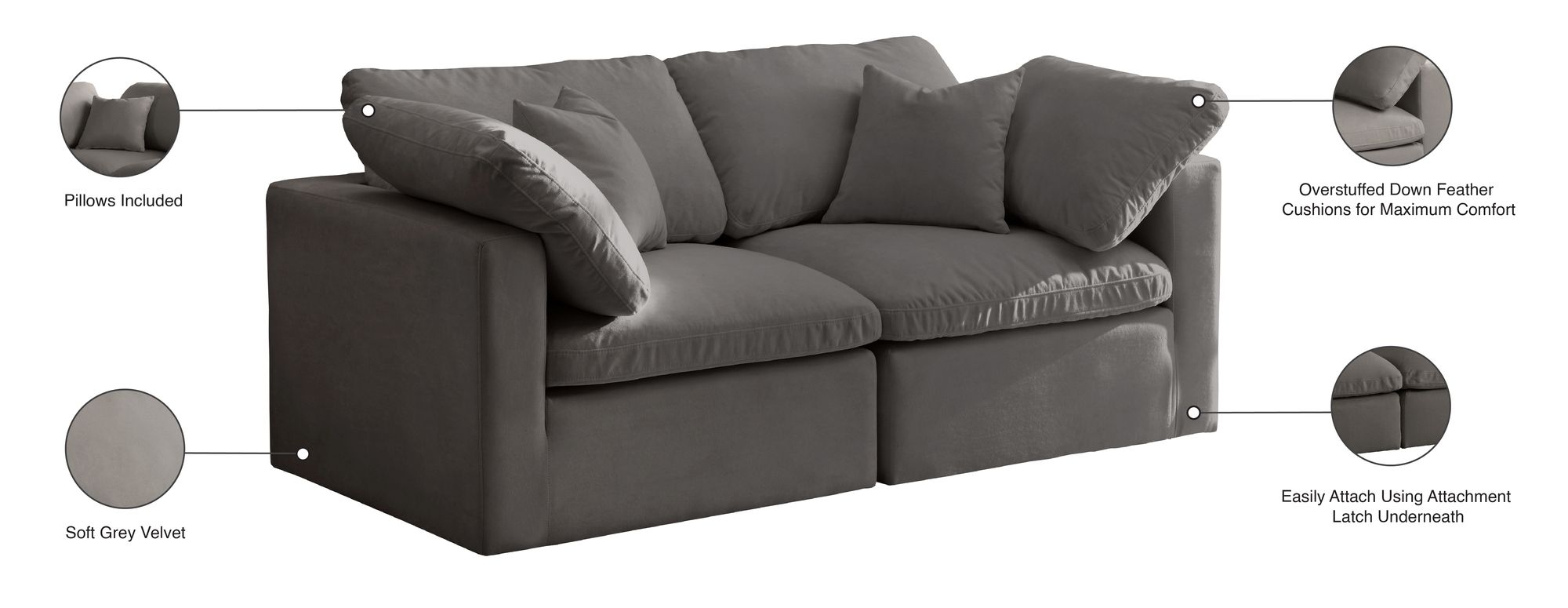 Plush 70" Velvet Standard Comfort Modular Sofa