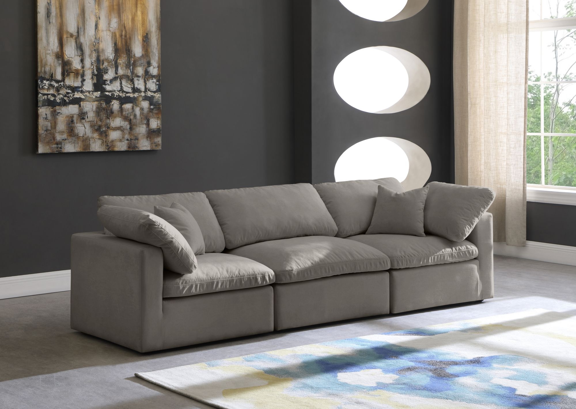 Plush 105" Velvet Standard Comfort Modular Sofa