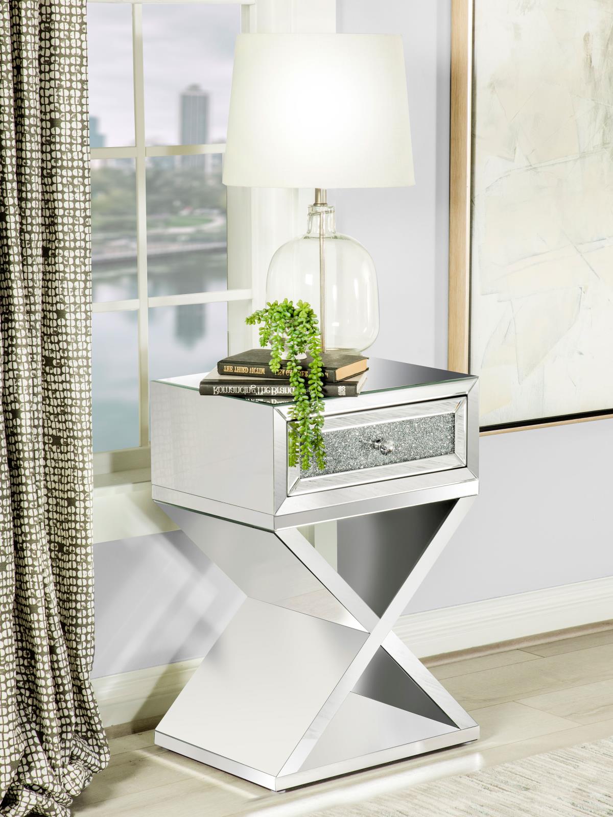 Hazel 1-drawer Mirrored Accent Table
