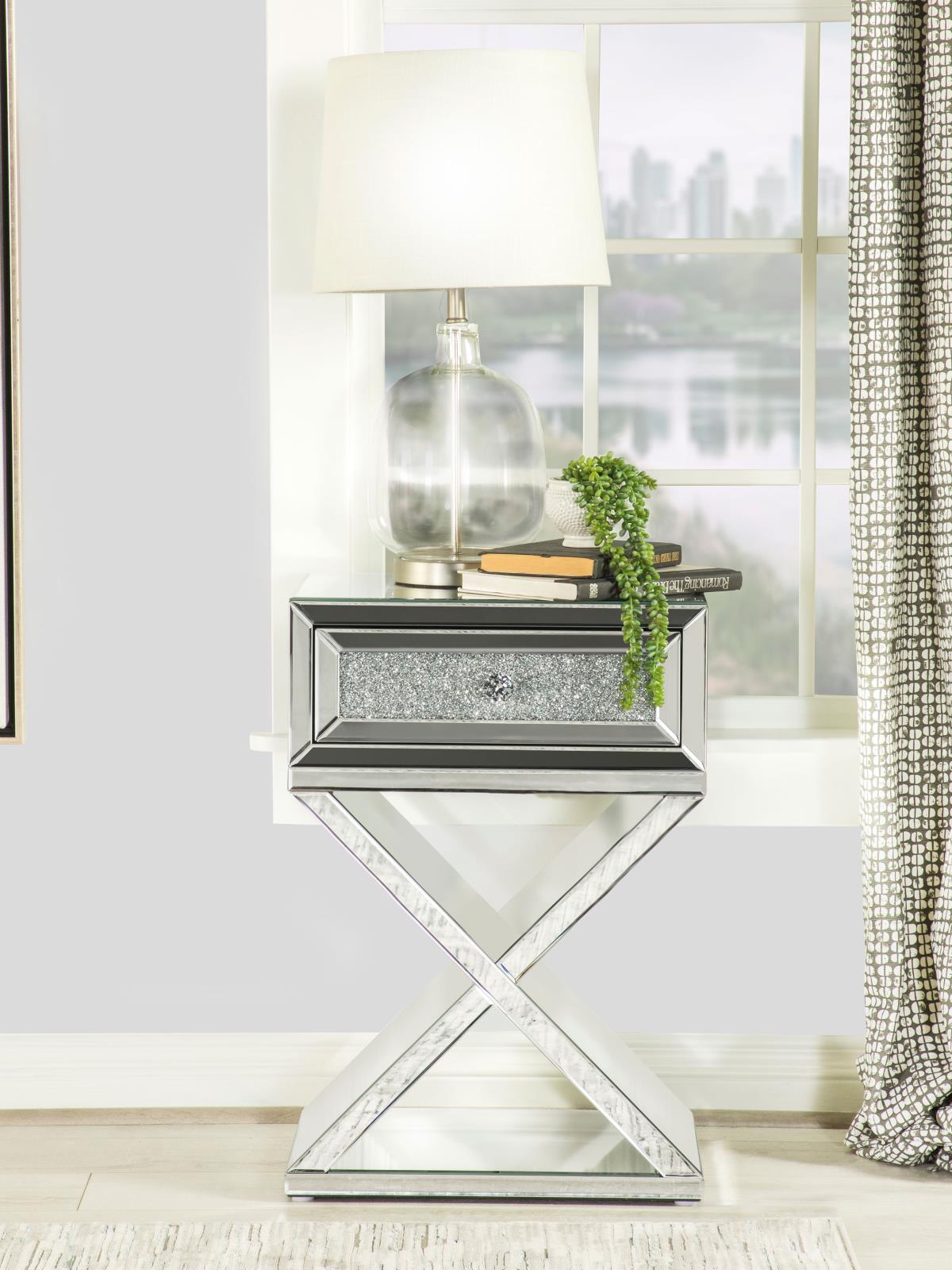 Hazel 1-drawer Mirrored Accent Table