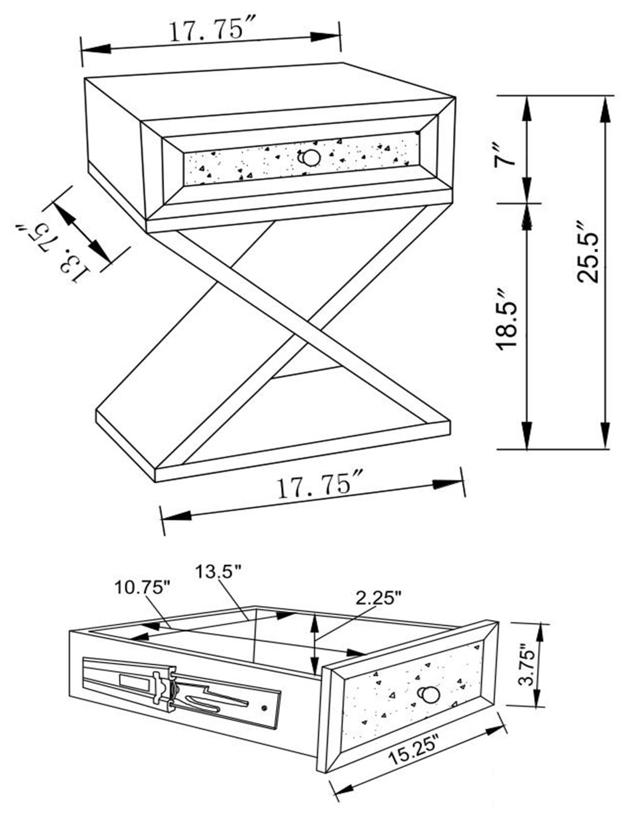 Hazel 1-drawer Mirrored Accent Table