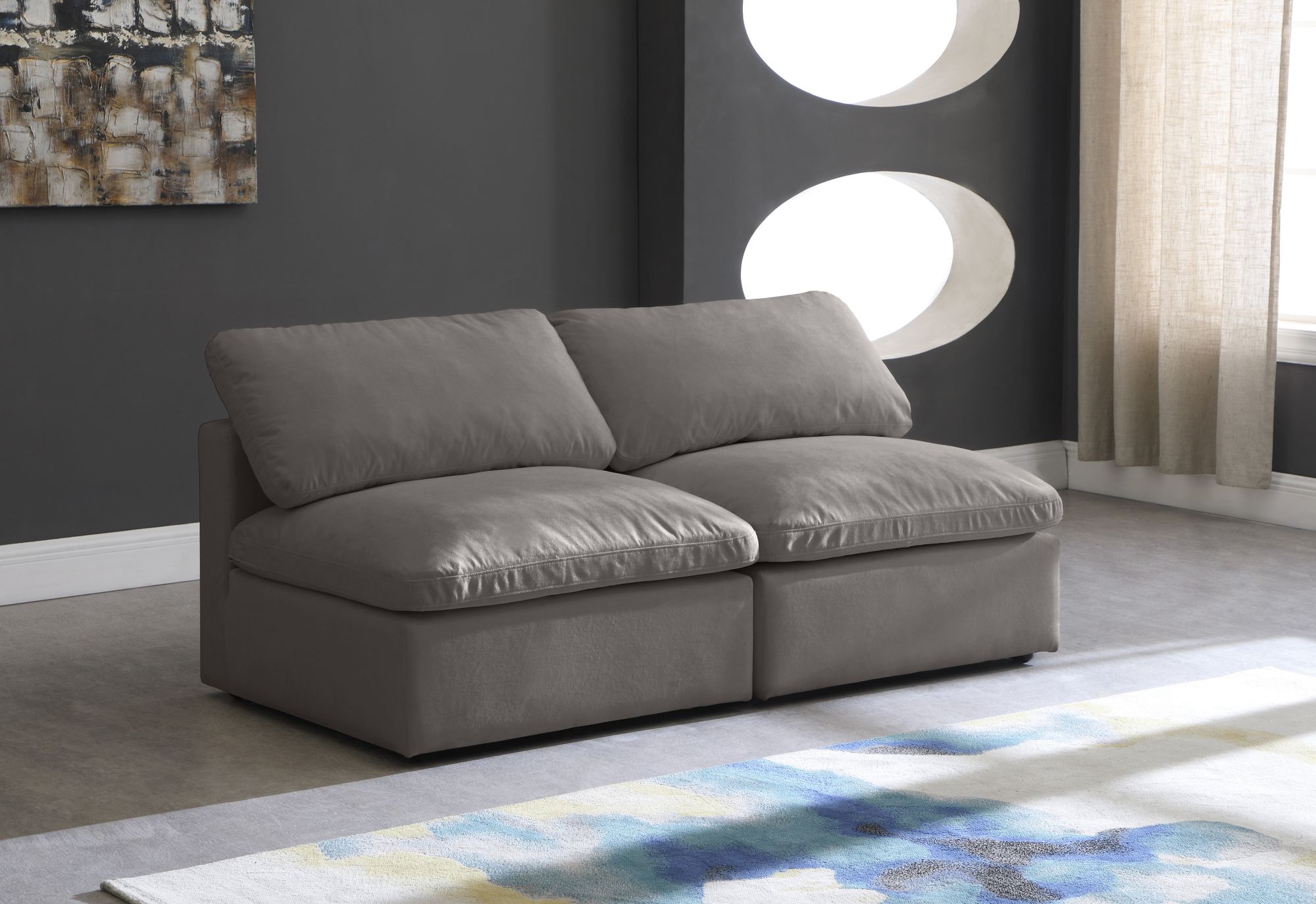 Plush 70" Velvet Standard Comfort Modular Armless Sofa