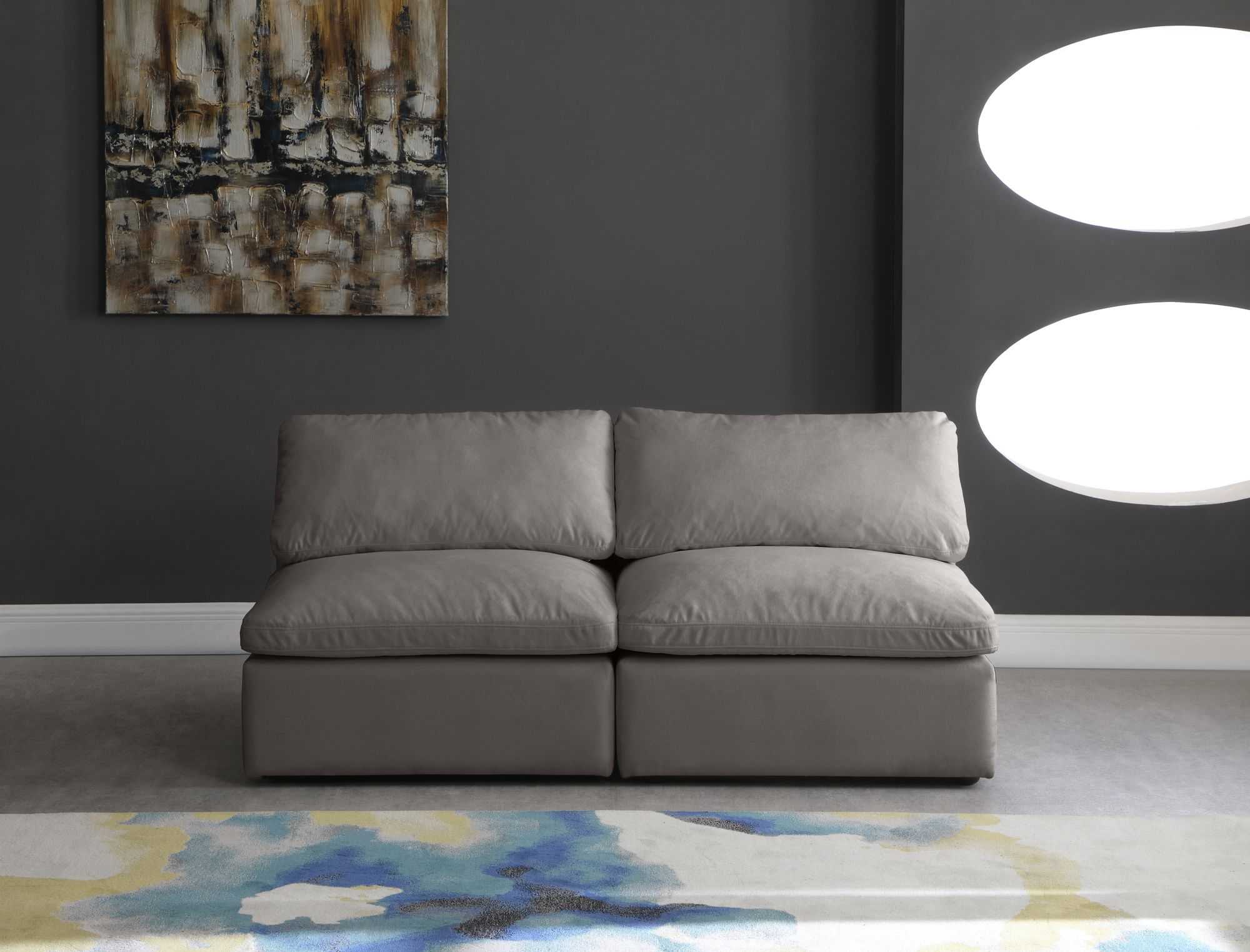 Plush 70" Velvet Standard Comfort Modular Armless Sofa