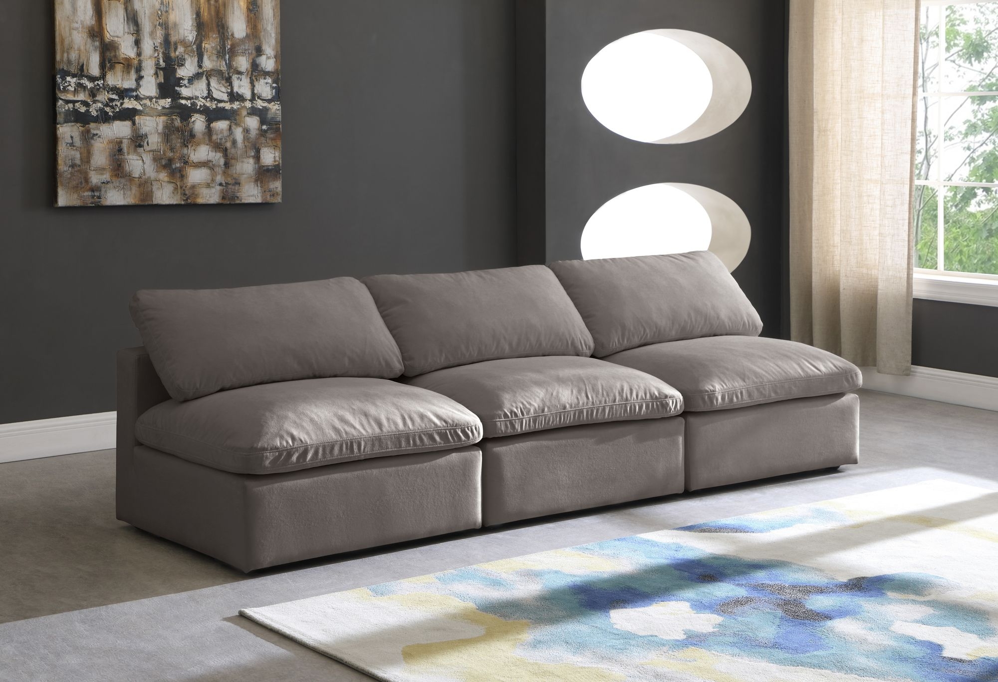 Plush 105" Velvet Standard Comfort Modular Armless Sofa