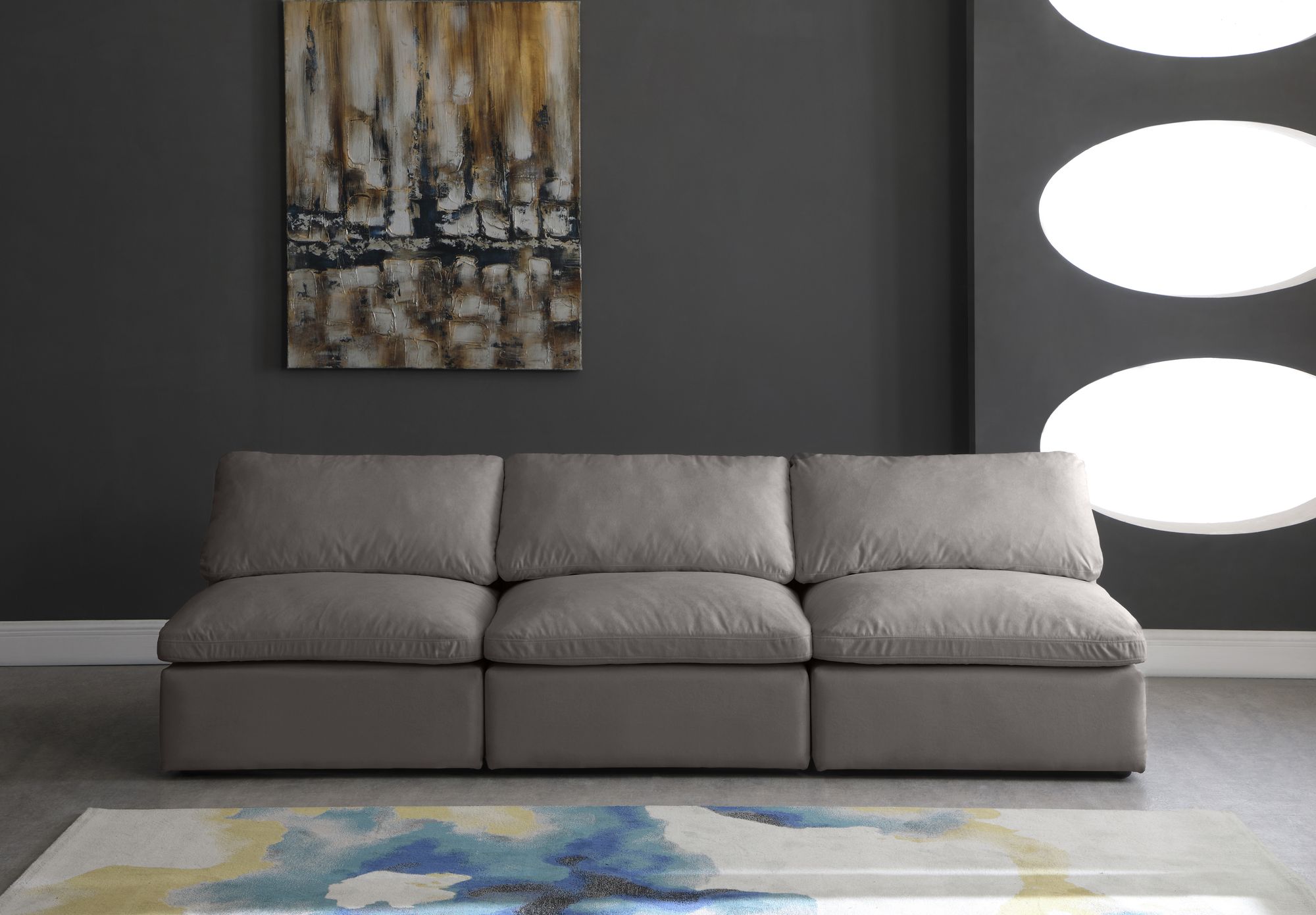 Plush 105" Velvet Standard Comfort Modular Armless Sofa