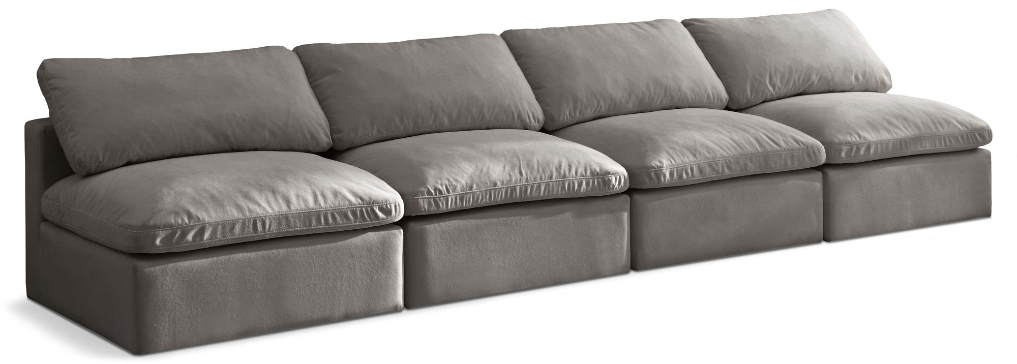 Plush 140" Velvet Standard Comfort Modular Armless Sofa