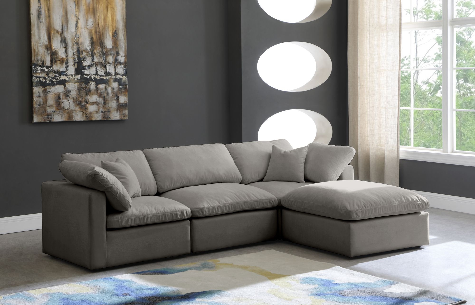 Plush 105" 4-Piece Velvet Standard Comfort Modular Sectional