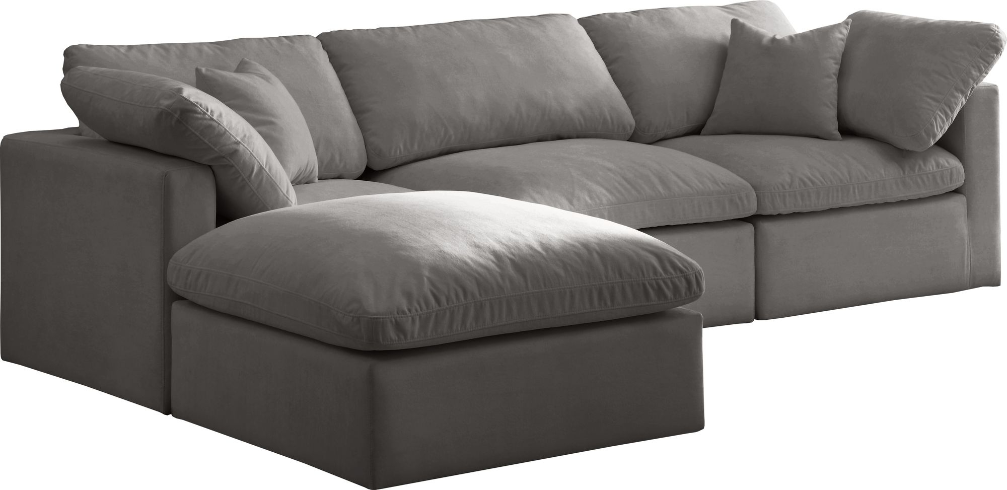Plush 105" 4-Piece Velvet Standard Comfort Modular Sectional