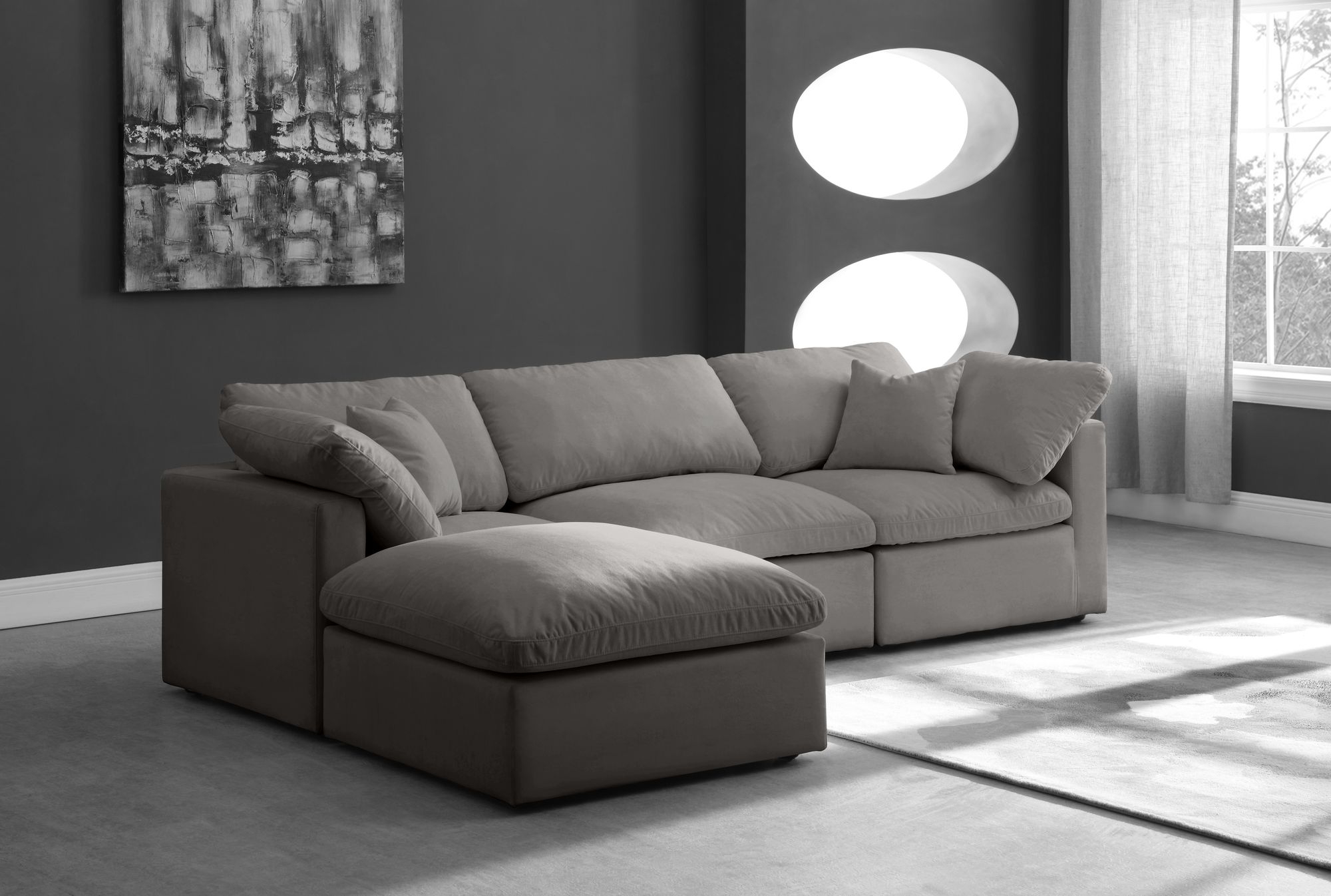 Plush 105" 4-Piece Velvet Standard Comfort Modular Sectional