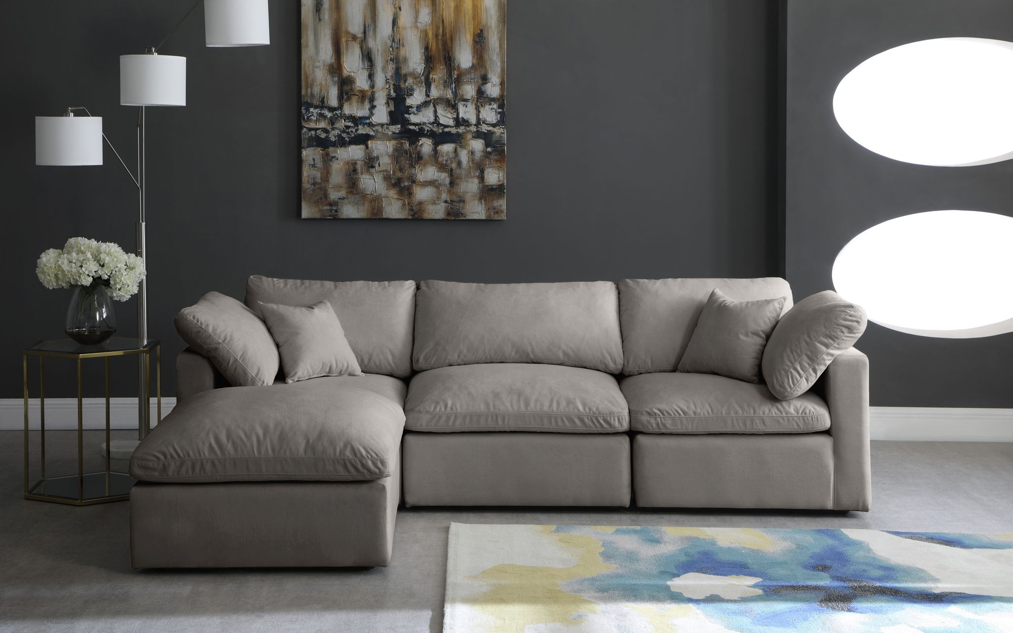 Plush 105" 4-Piece Velvet Standard Comfort Modular Sectional