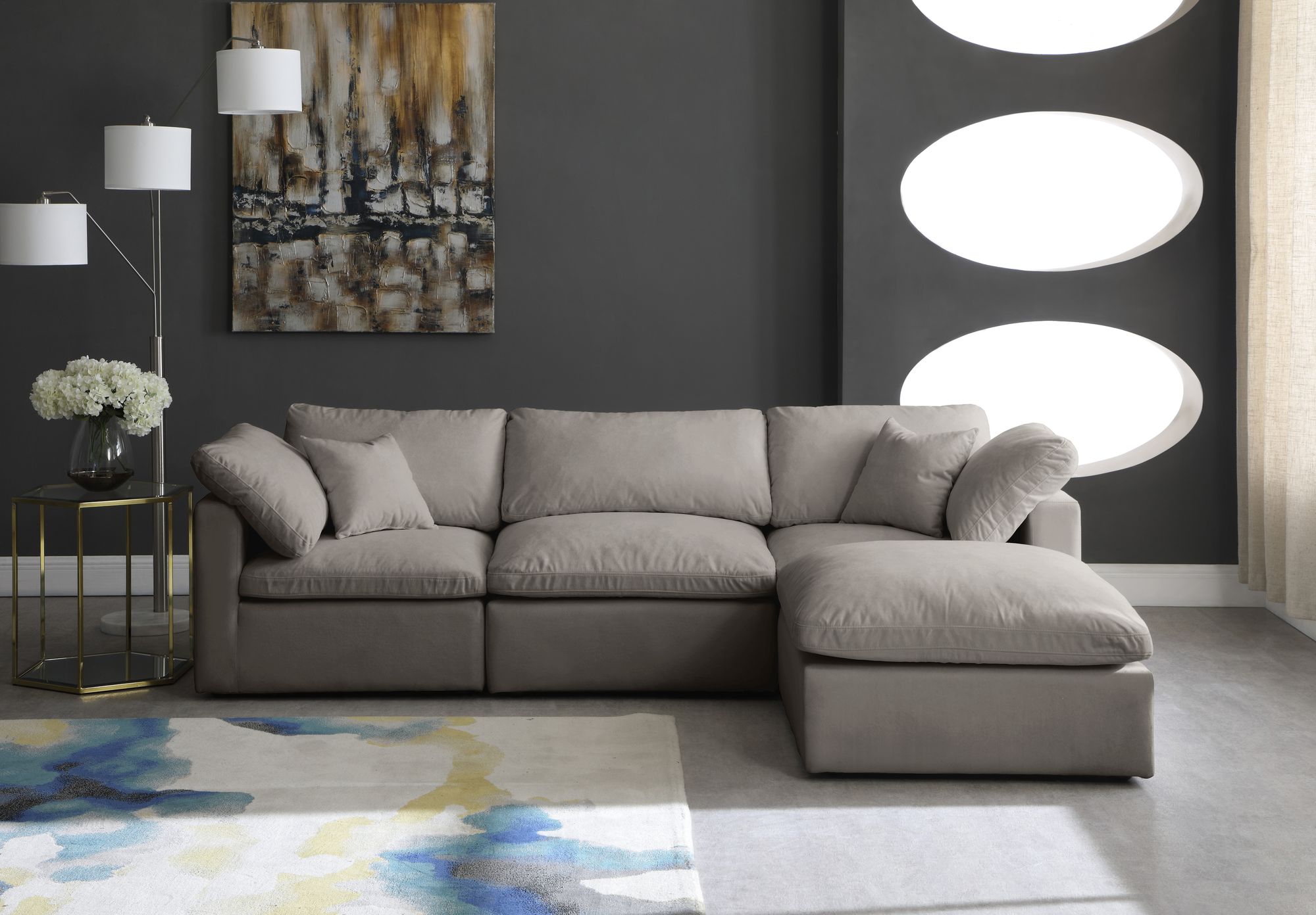 Plush 105" 4-Piece Velvet Standard Comfort Modular Sectional