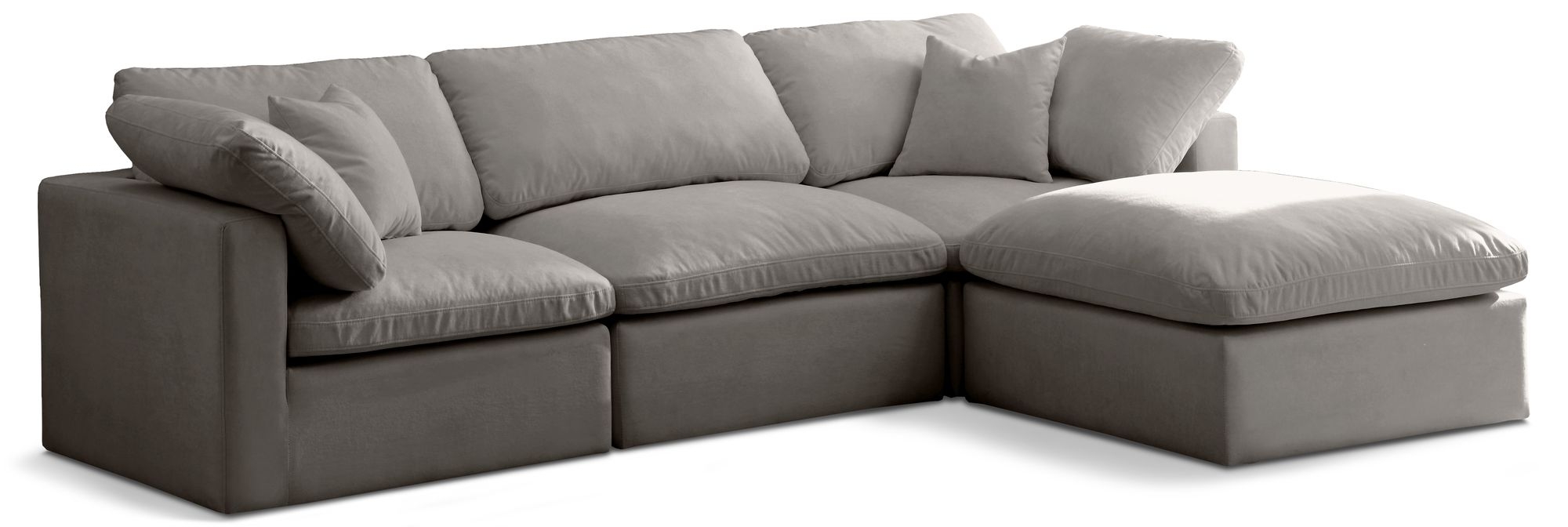 Plush 105" 4-Piece Velvet Standard Comfort Modular Sectional