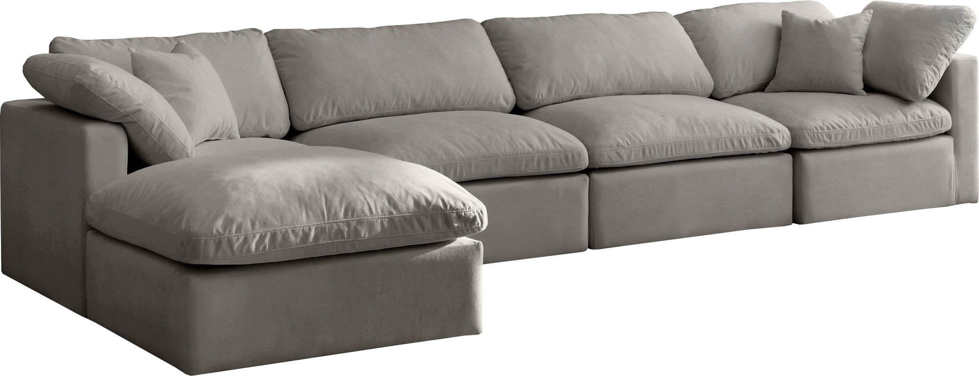 Plush 140" 5-Piece Velvet Standard Comfort Modular Sectional