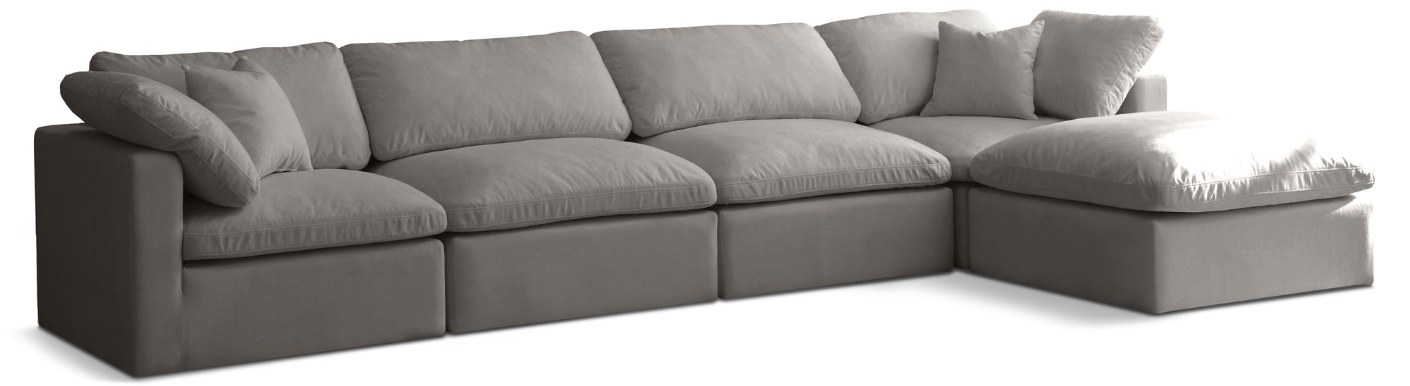 Plush 140" 5-Piece Velvet Standard Comfort Modular Sectional