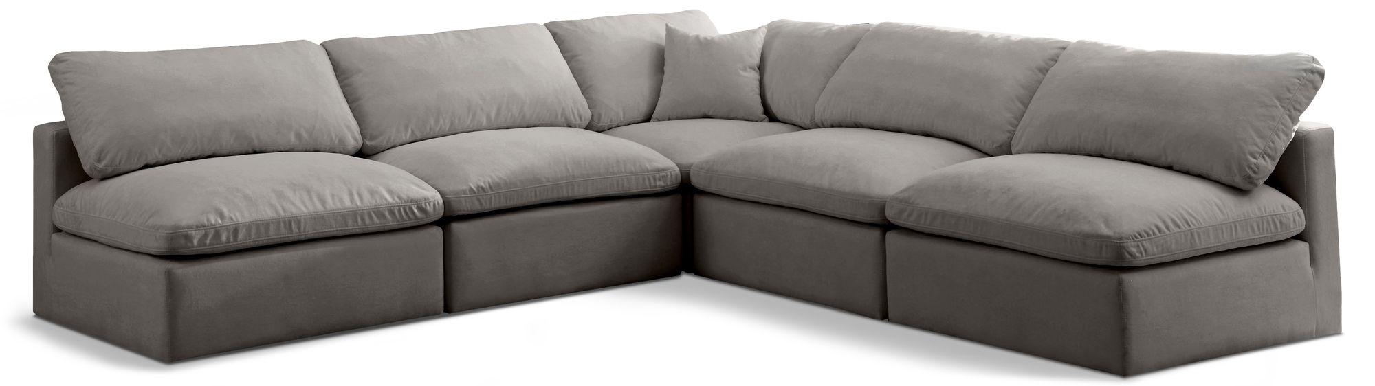 Plush 105" 5-Piece Velvet Standard Comfort Modular Armless Sectional