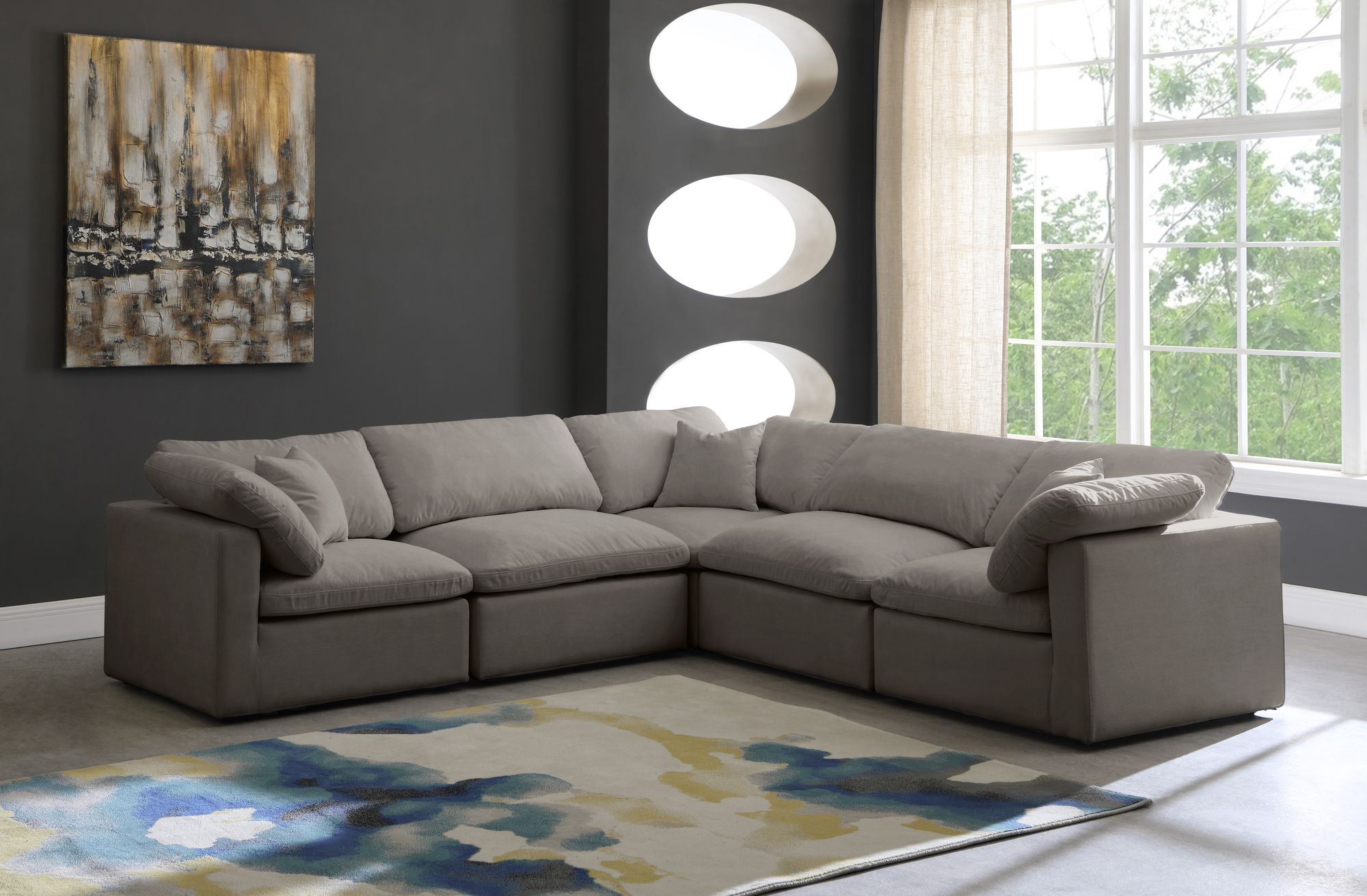 Plush 105" 5-Piece Velvet Standard Comfort Modular Sectional