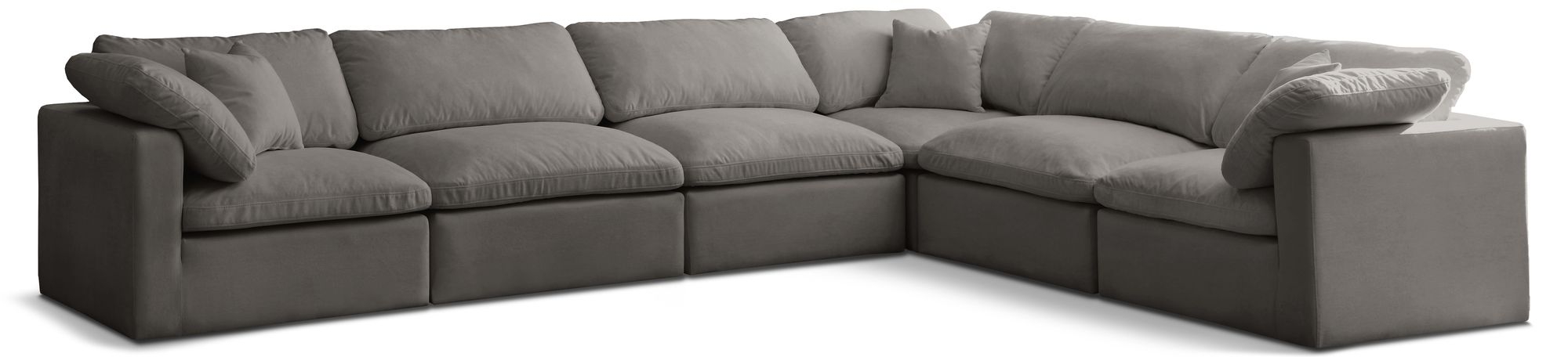 Plush 140" 6-Piece Velvet Standard Comfort Modular Sectional