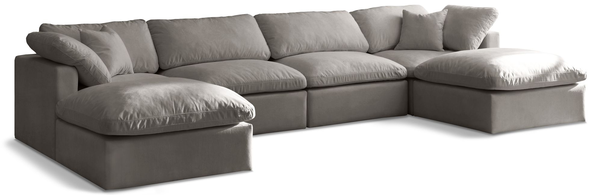 Plush 140" 6-Piece Velvet Standard Comfort Modular U-Shape Sectional