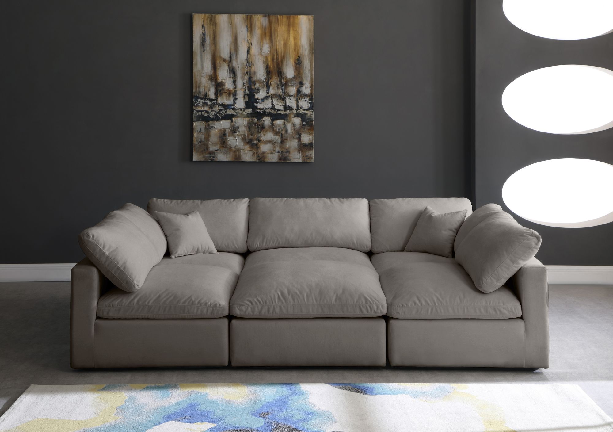 Plush 105" 6-Piece Velvet Standard Comfort Modular Sectional