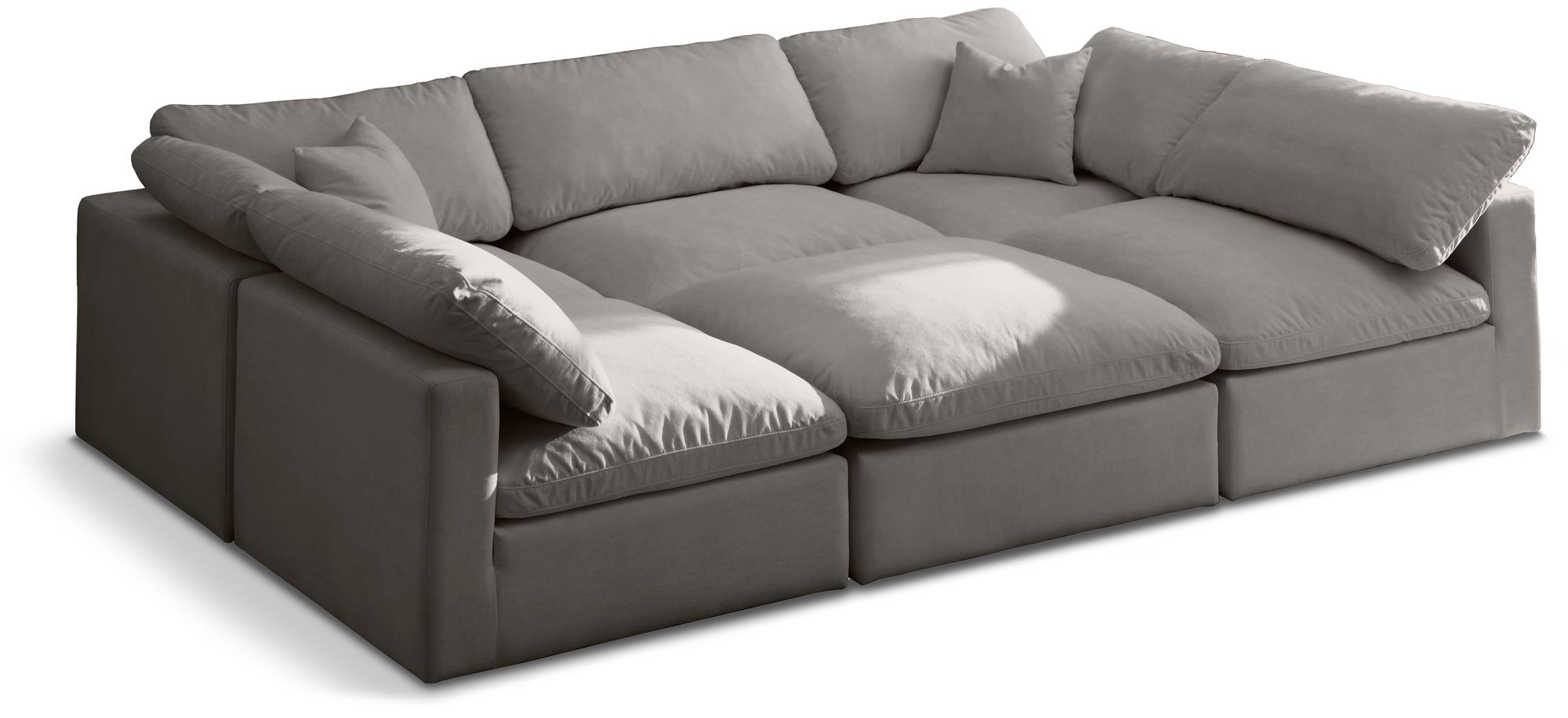 Plush 105" 6-Piece Velvet Standard Comfort Modular Sectional