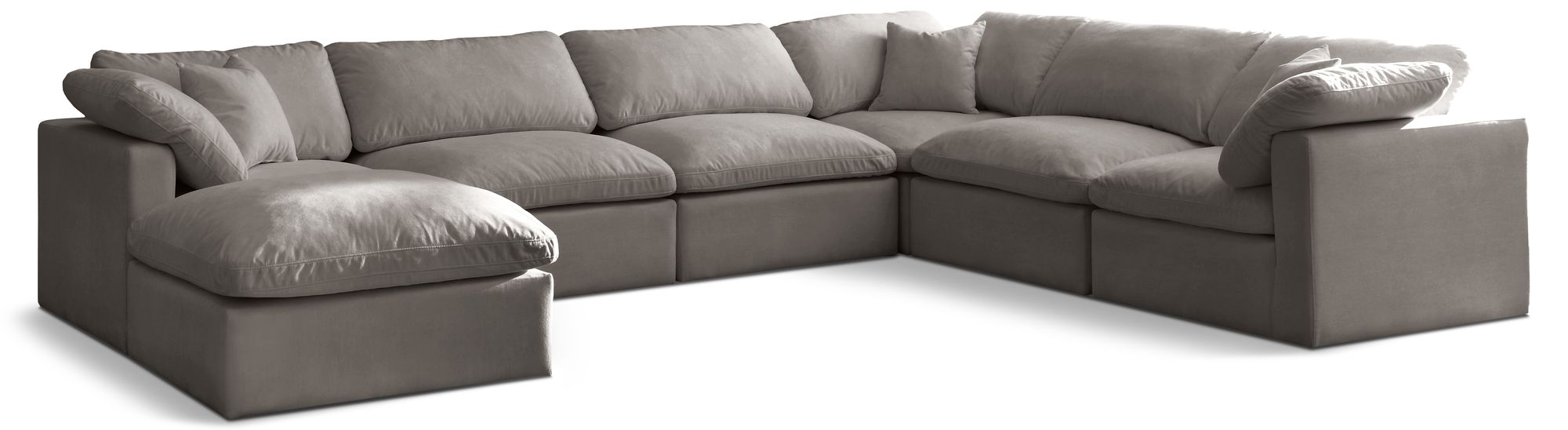 Plush 140" 7-Piece Velvet Standard Comfort Modular Sectional
