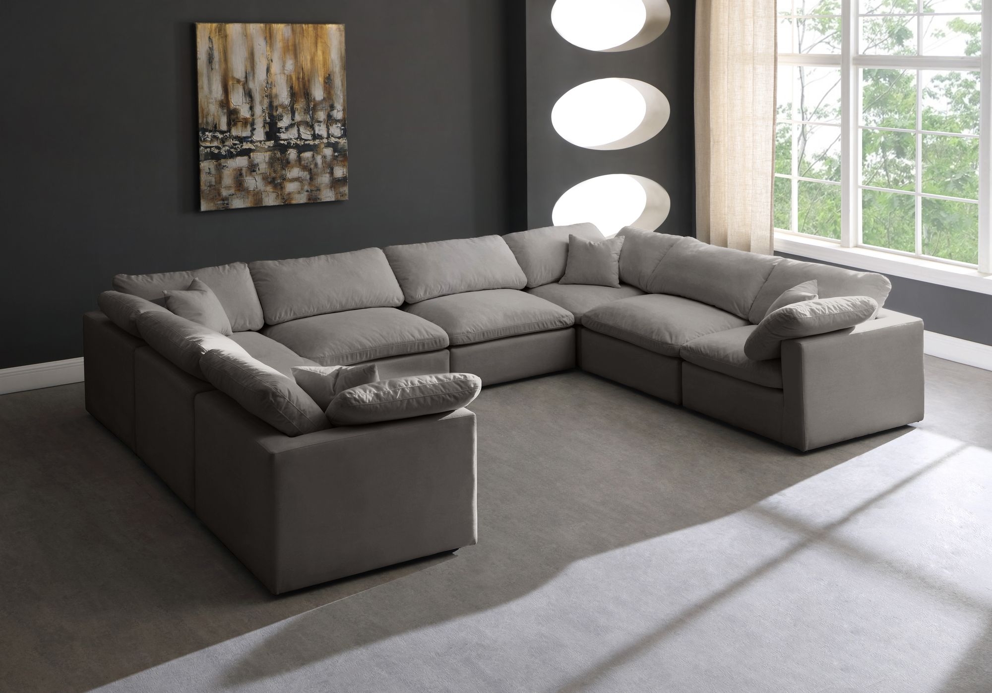 Plush 140" 8-Piece Velvet Standard Comfort Modular Sectional