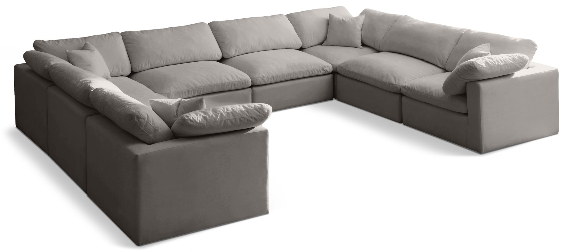 Plush 140" 8-Piece Velvet Standard Comfort Modular Sectional