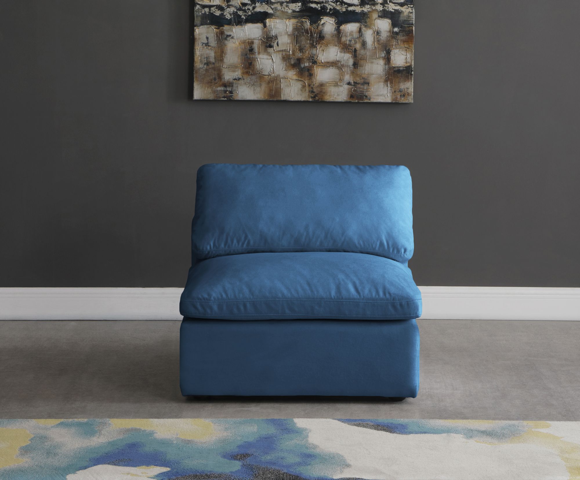 Plush Velvet Standard Comfort Modular Armless Chair
