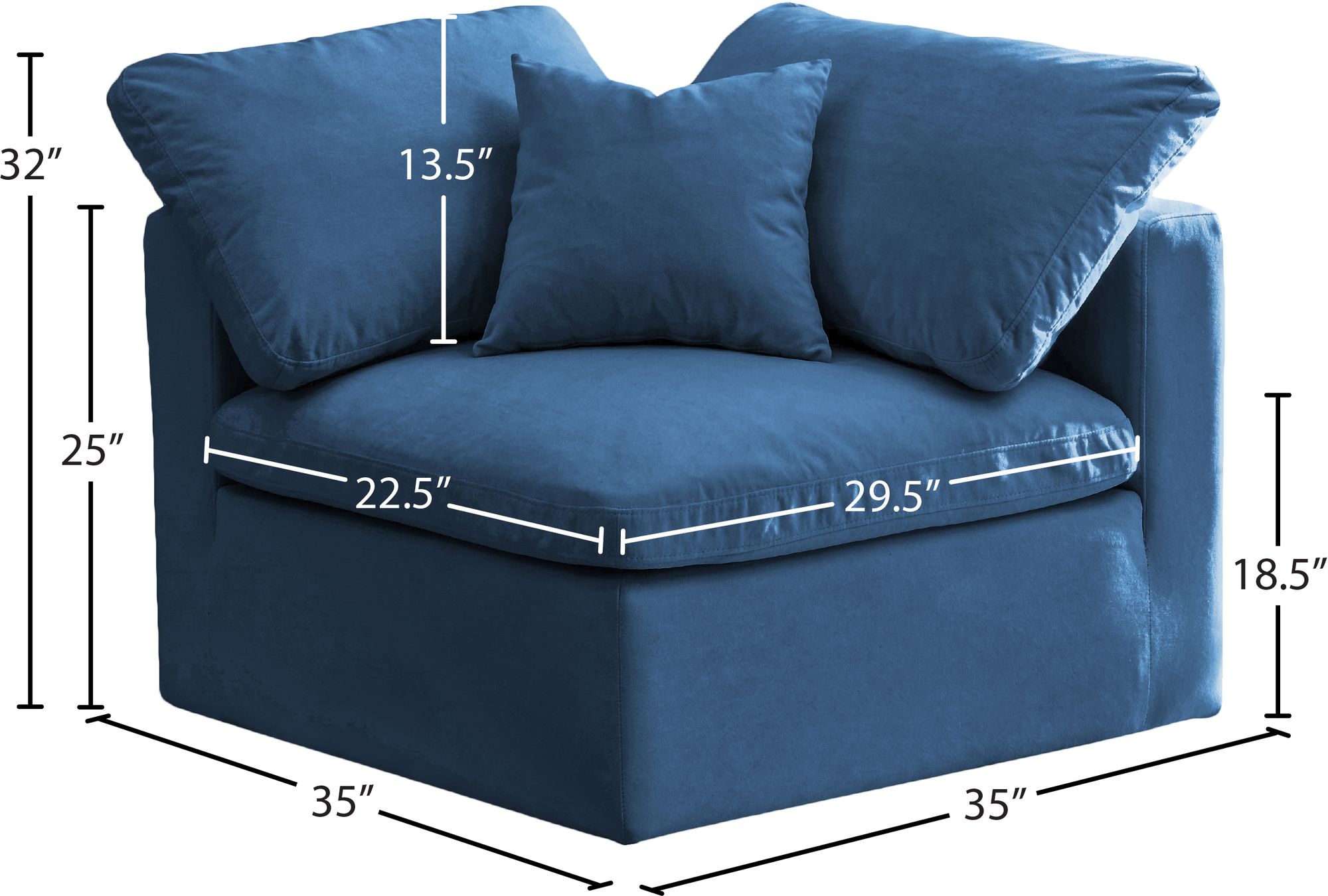 Plush Velvet Standard Comfort Modular Corner Chair
