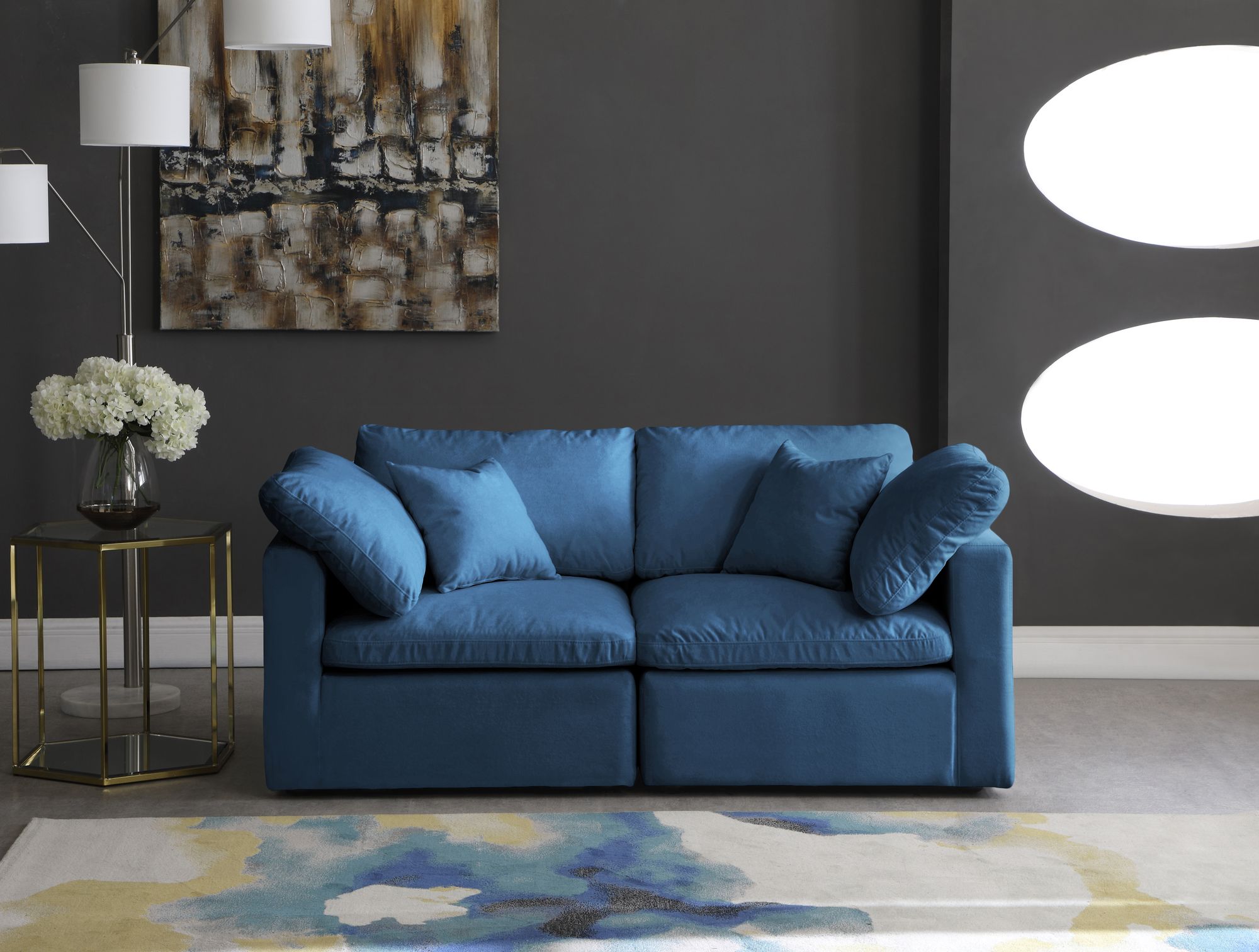Plush 70" Velvet Standard Comfort Modular Sofa